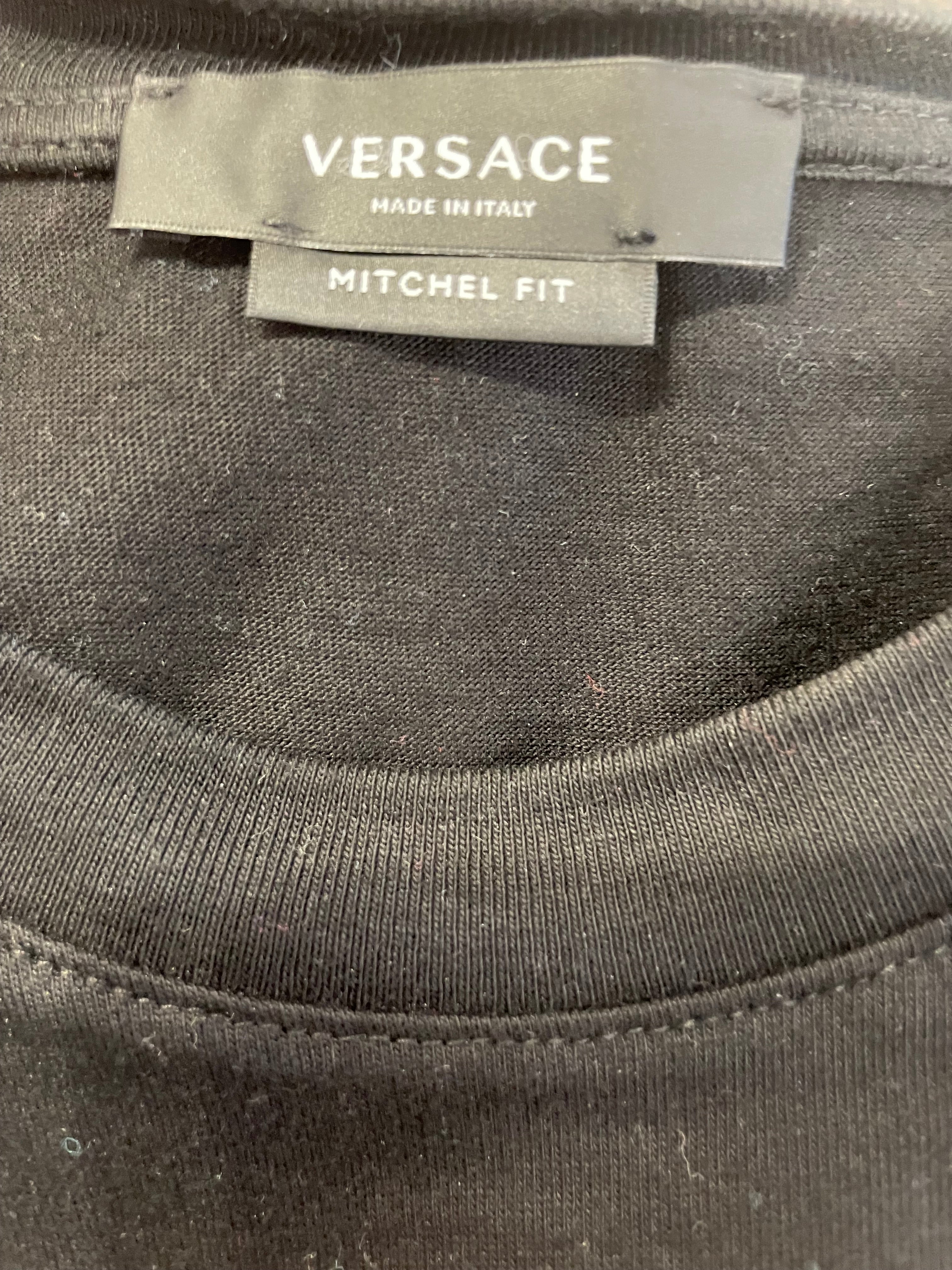 VERSACE/T-Shirt/M/Cotton/BLK/WHITE MULTI LOGO TEE view 3