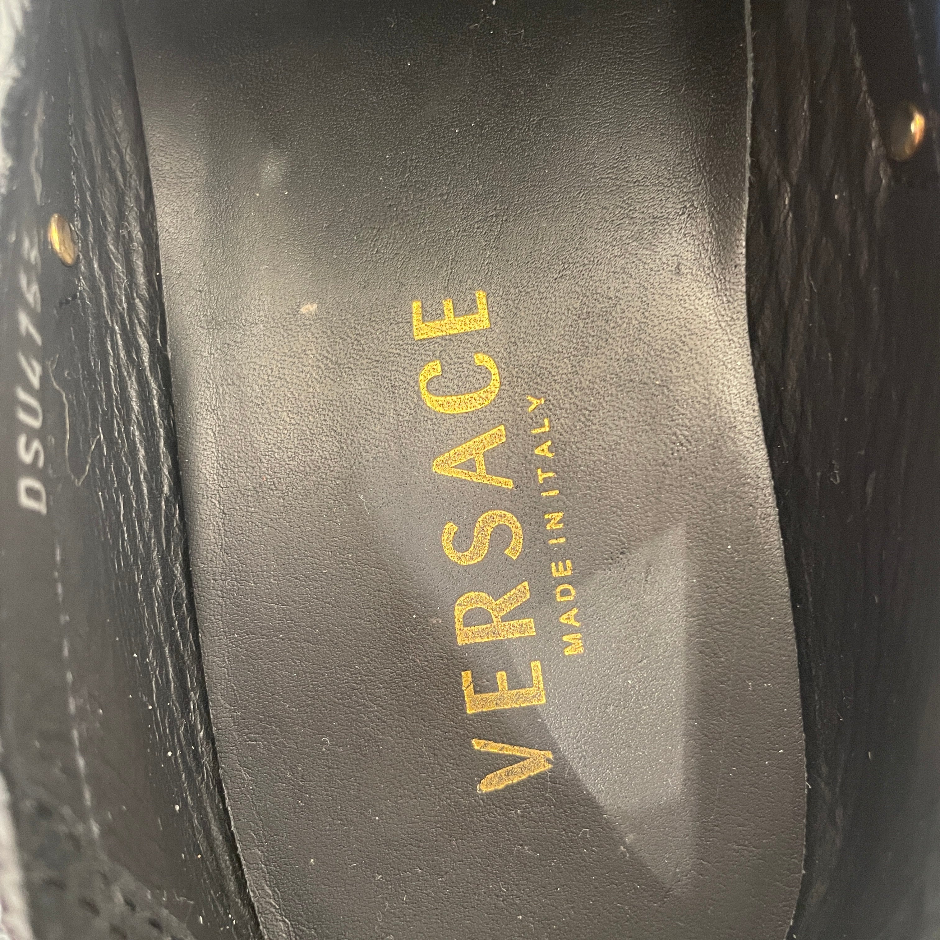 VERSACE/Loafers/EU 42.5/Leather/BLK/CROC/STUDDED ACCENTS view 3