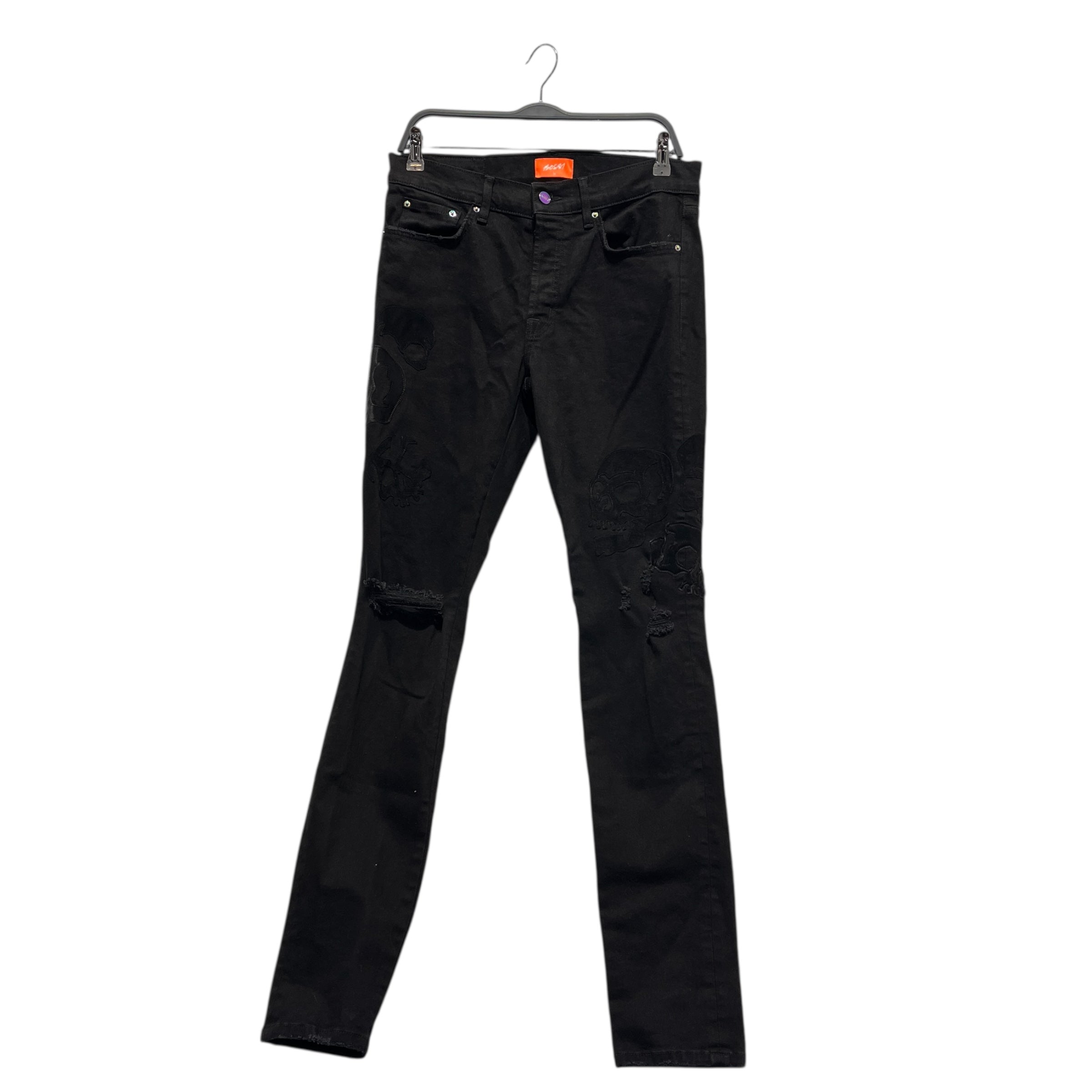 BOSSI /Skinny Pants/31/Denim/BLK/Graphic/SKULL SKINNY JEANS view 1
