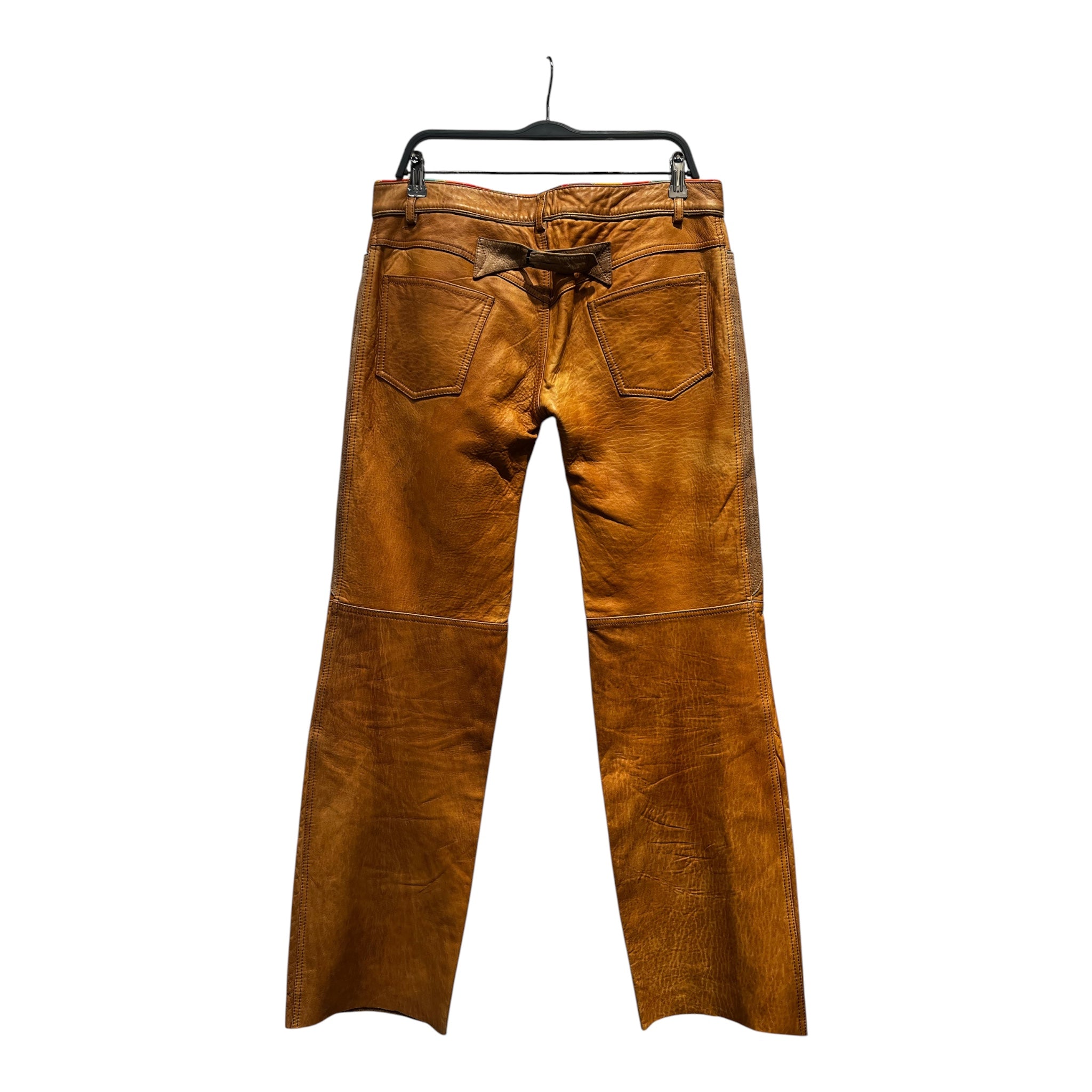 roberto cavalli/Straight Pants/8/Leather/CML/buckle back view 2