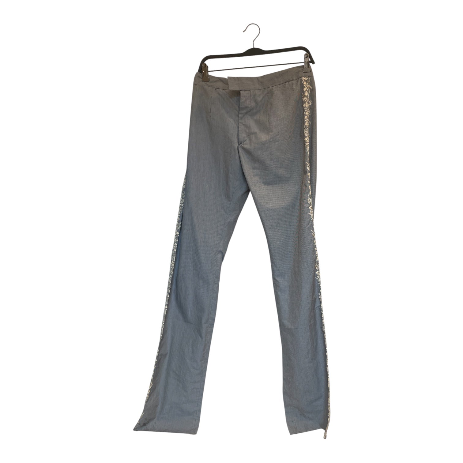 Alexander McQueen/Straight Pants/46/Cotton/NVY/Stripe/LACE FLOWERS view 1