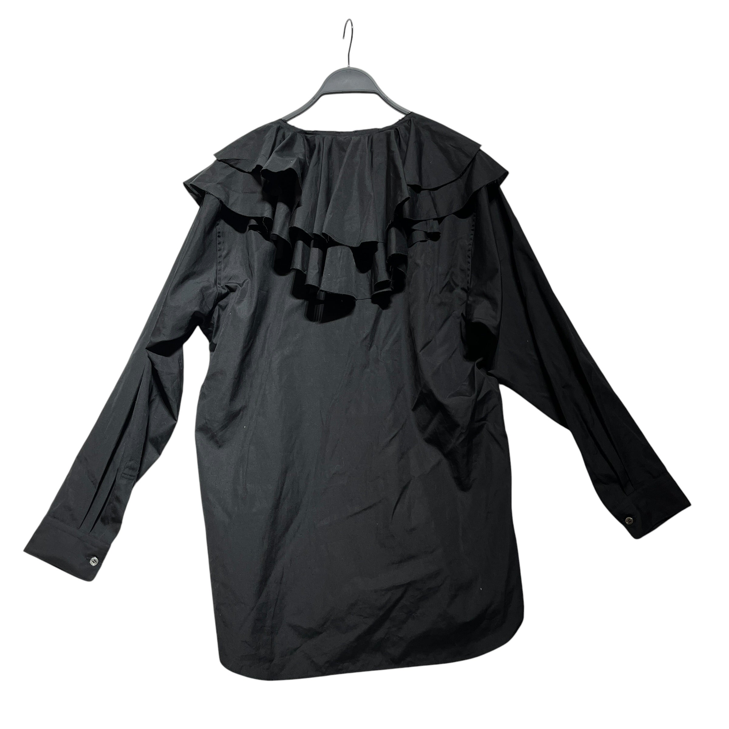 COMME des GARCONS HOMME PLUS/LS Blouse/M/Cotton/BLK/RUFFLE COLLAR (NWT) view 2