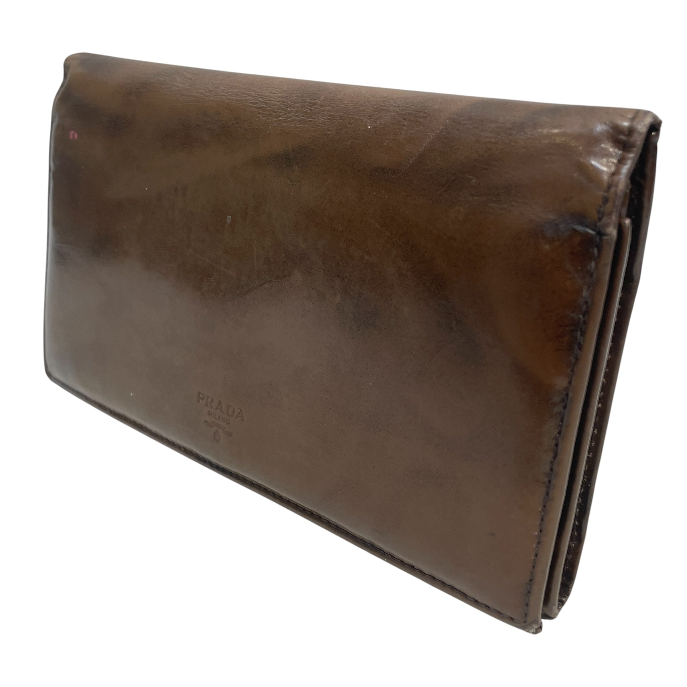 PRADA/Long Wallet/Leather/BRW/M's/PATENT CLUTCH view 8