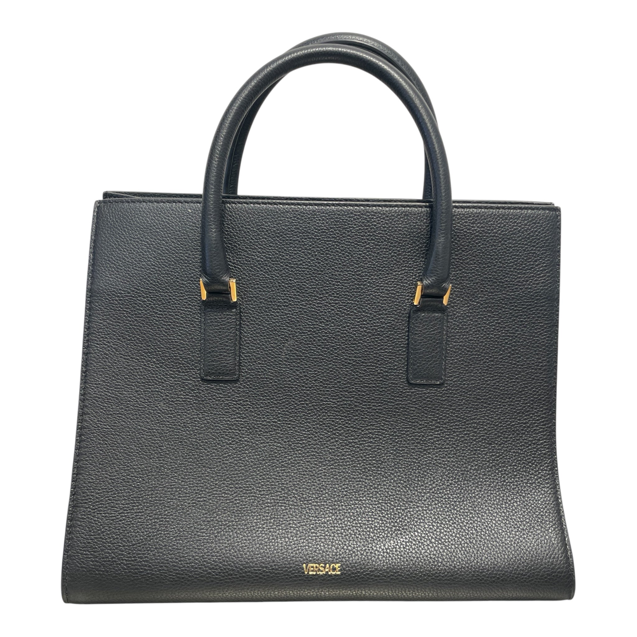 VERSACE/Tote Bag/Monogram/Leather/BLK/top handel bag view 2
