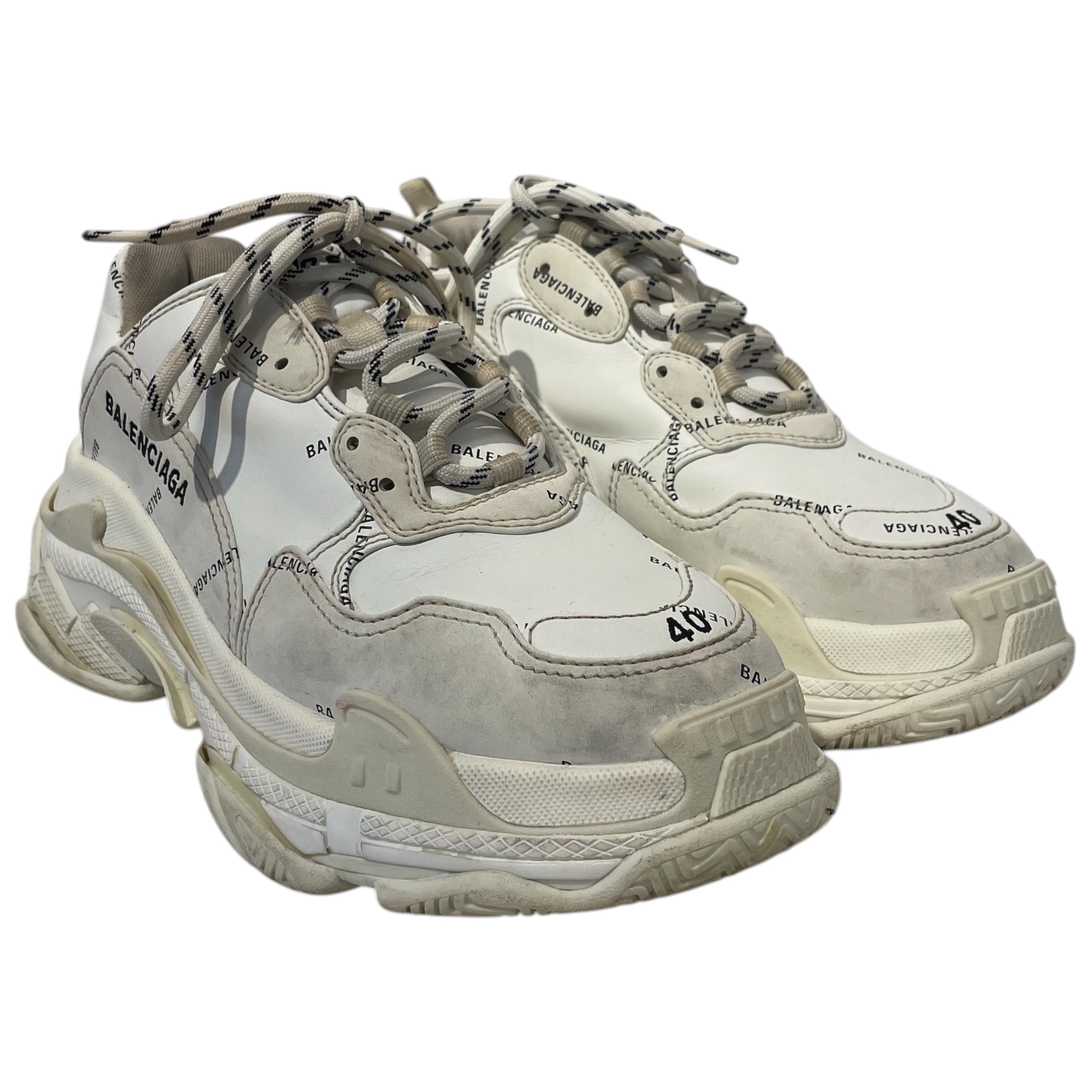 BALENCIAGA/Low-Sneakers/US 7/Monogram/Leather/WHT/536737 view 1