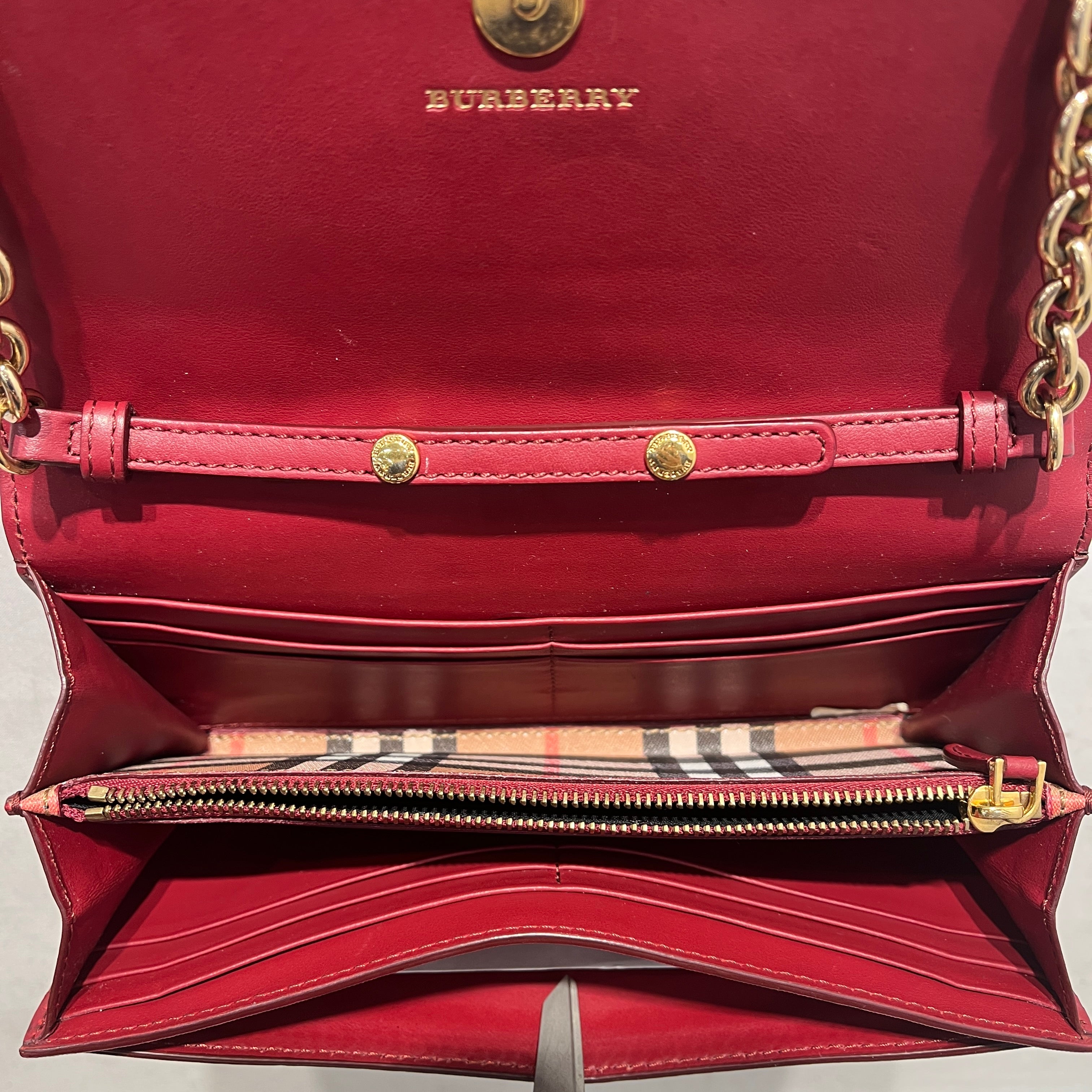 BURBERRY/Cross Body Bag/Plaid/Leather/BEG/NOVACHECK CHAIN CRSSBDY view 3