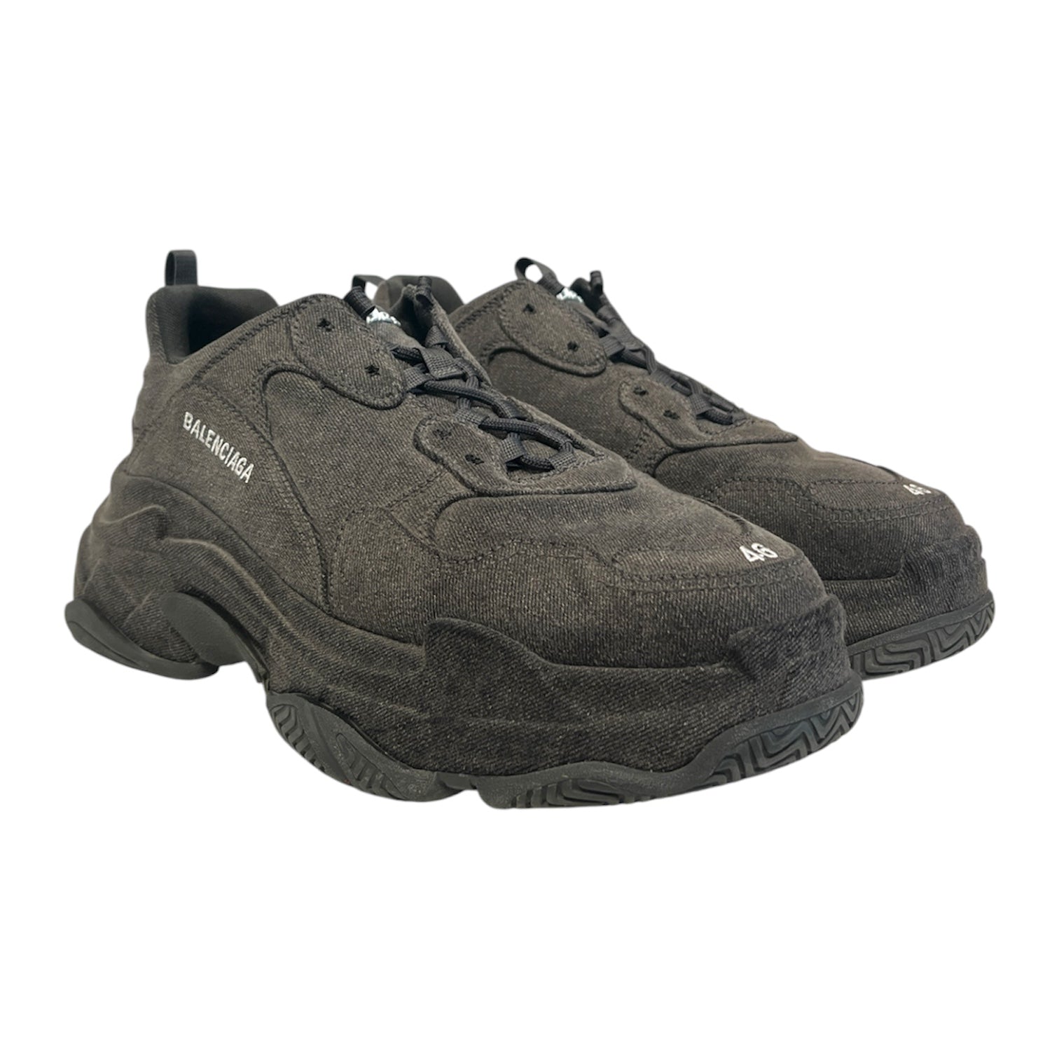 BALENCIAGA/Low-Sneakers/EU 46/Cotton/GRY/Triple S/Allover Cotton/Denim view 1