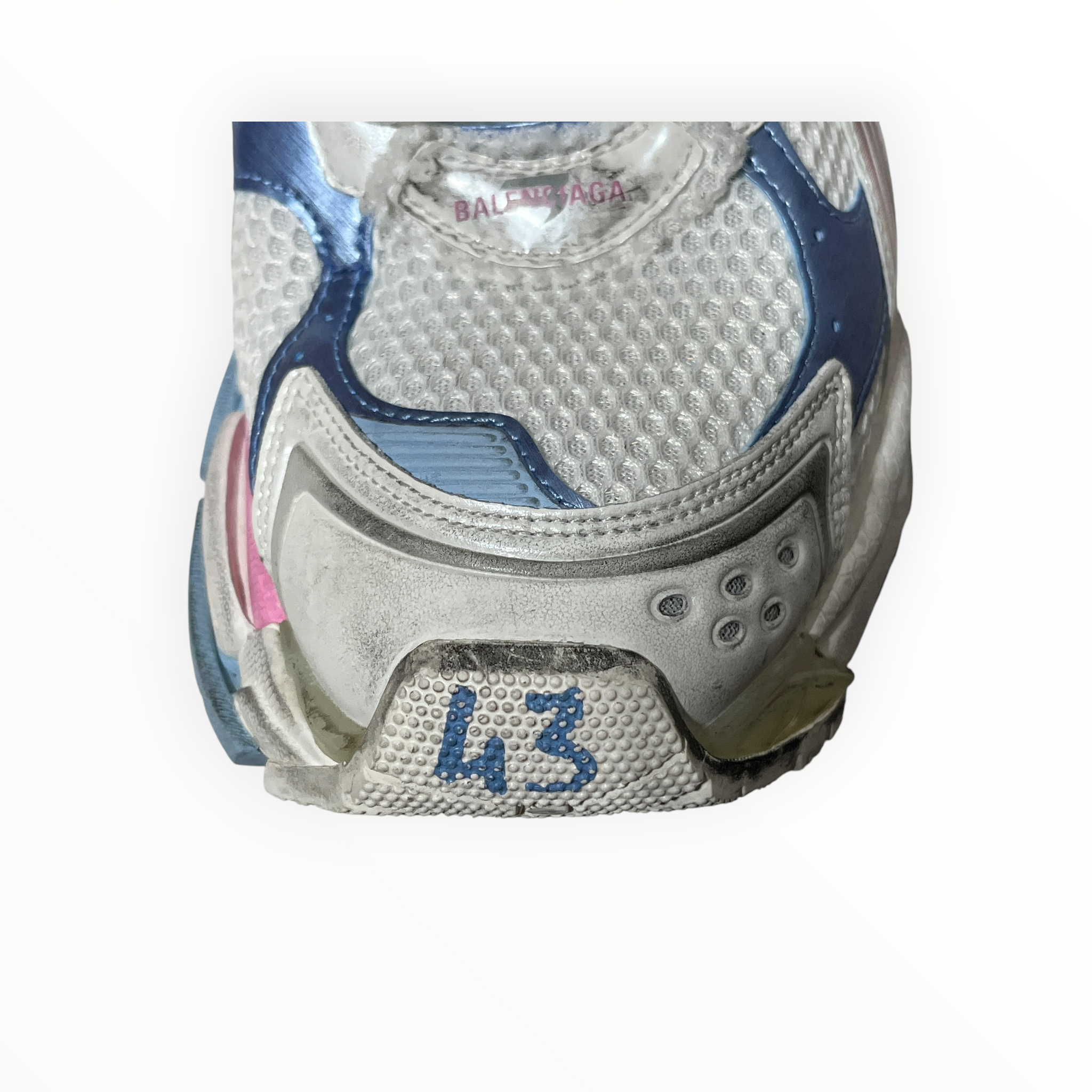 BALENCIAGA/Low-Sneakers/US 10/Leather/WHT/blue and pink runner gradient view 9