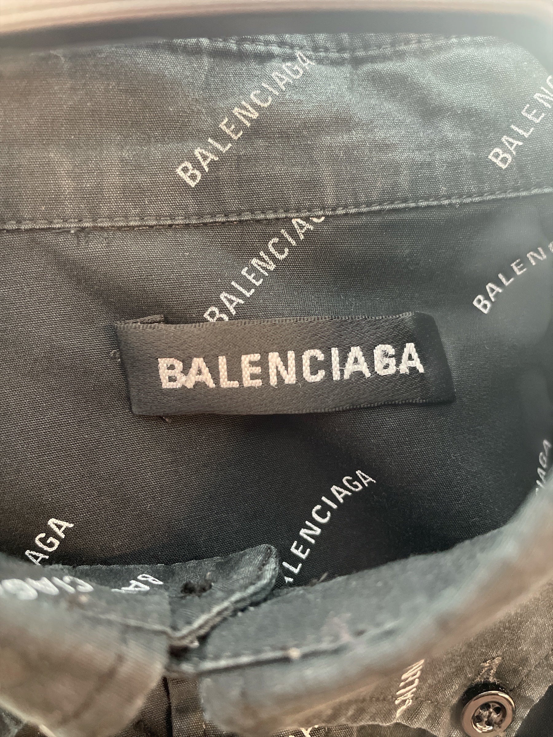 BALENCIAGA/LS Shirt/37/Cotton/BLK/All Over Print/ALL OVER LOGO view 2
