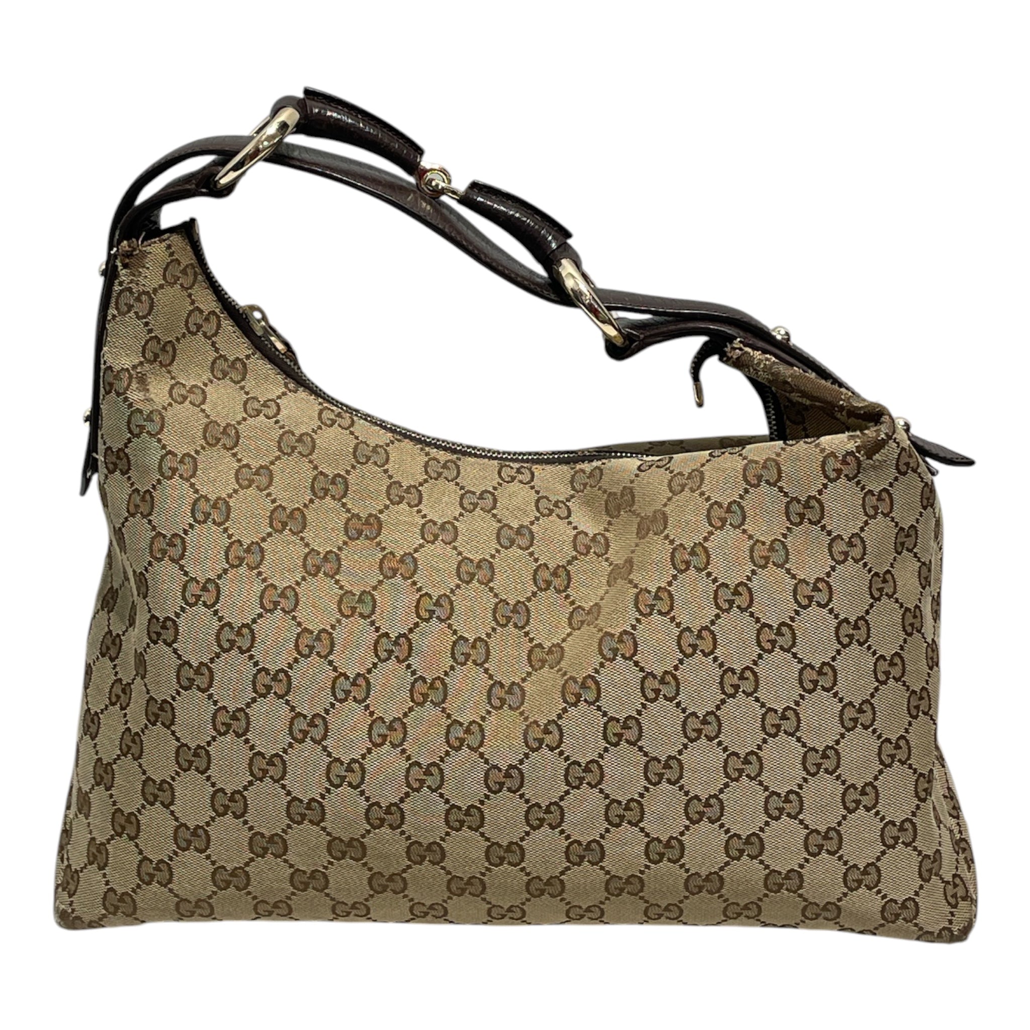 GUCCI/Hand Bag/Monogram/Cotton/BRW/GG Canvas Horsebit Chain view 2