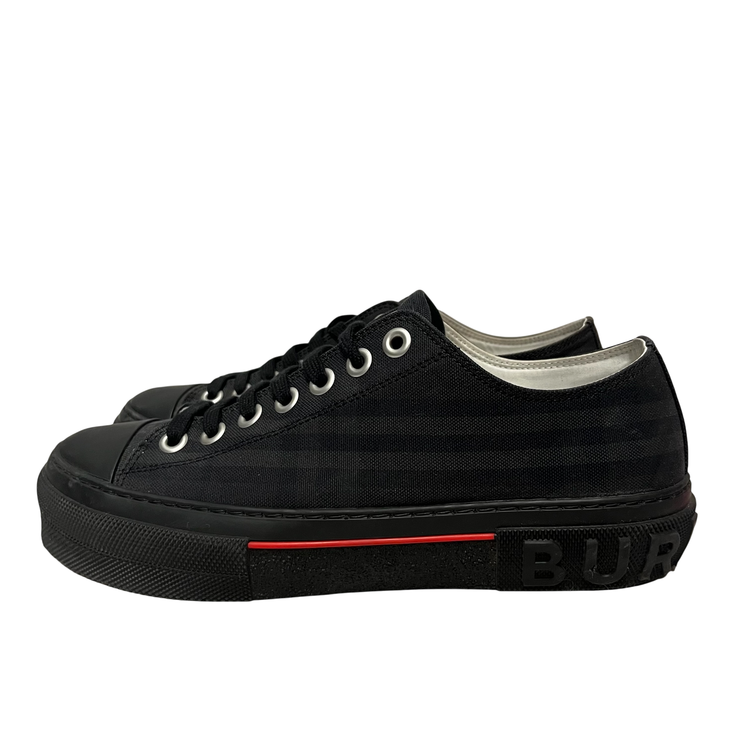 BURBERRY LONDON/Low-Sneakers/EU 41/Plaid/BLK/vintage check canvas low top view 4