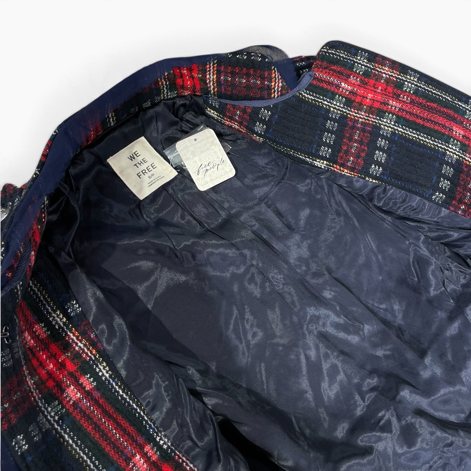 WE THE FREE/Trench Coat/S/Plaid/Polyester/NVY/We The Free Napoleon Buttons view 6