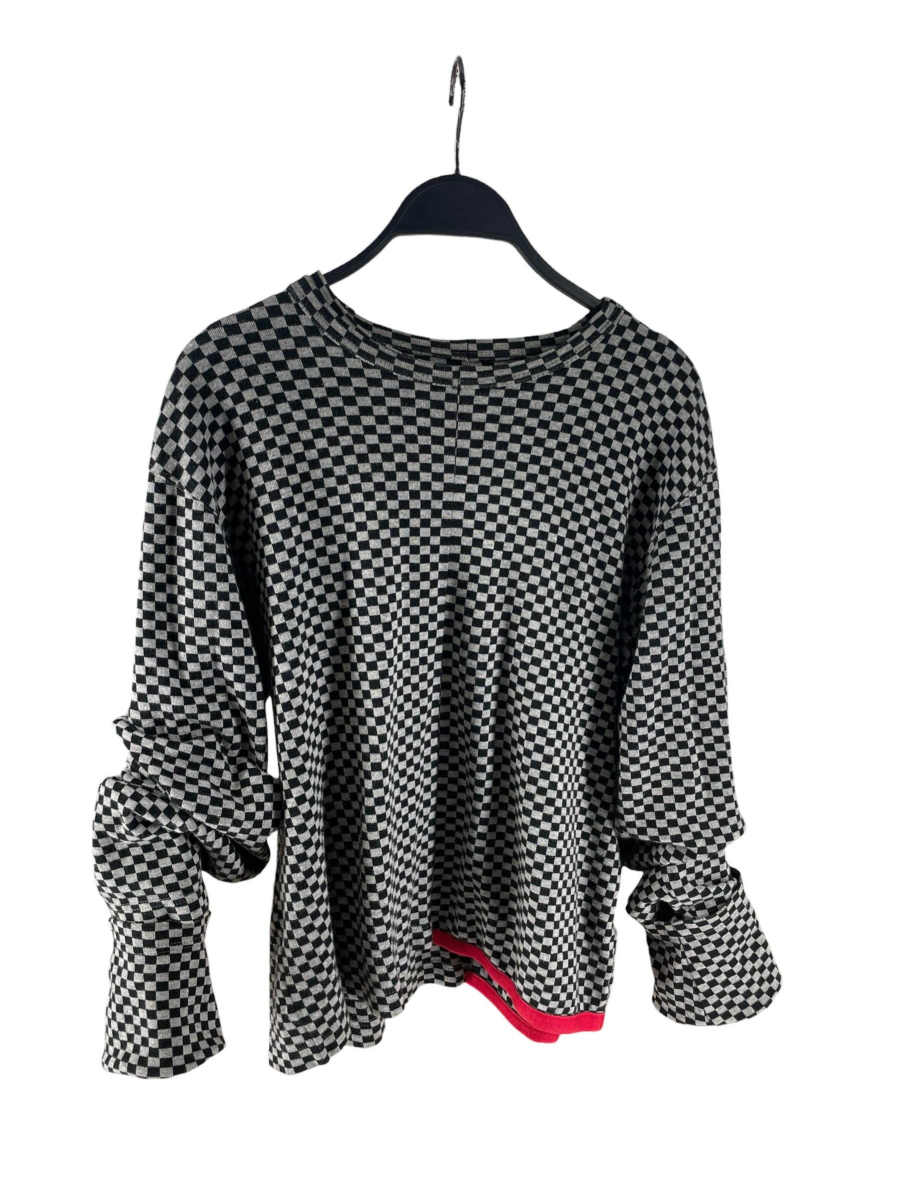 COMME des GARCONS/LS T-Shirt/M/Cotton/GRY/All Over Print/CHECKER AD1999 view 1