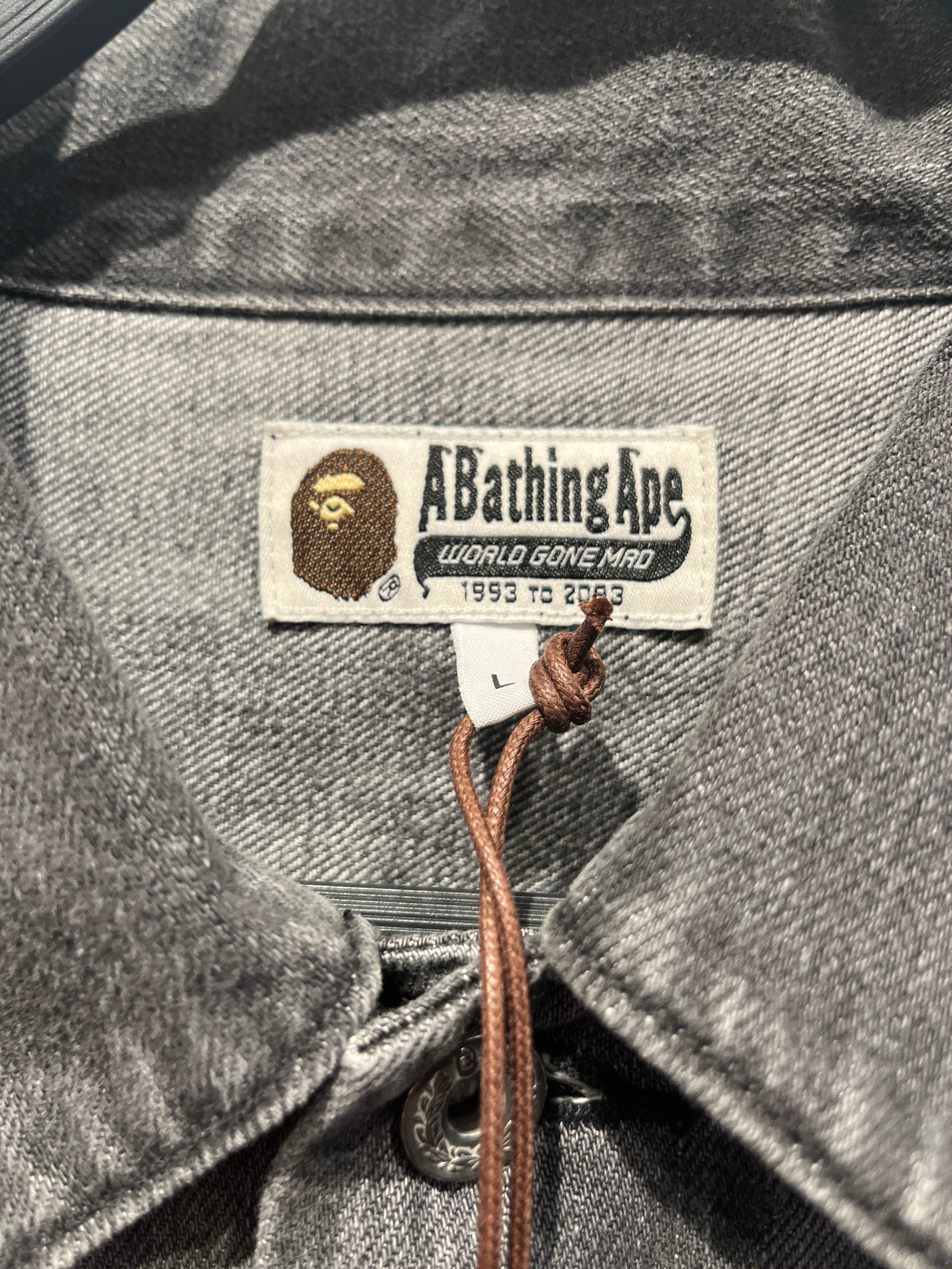 A BATHING APE/Denim Jkt/L/Cotton/GRY/Single Breasted/BLEACH DENIM JKT view 3