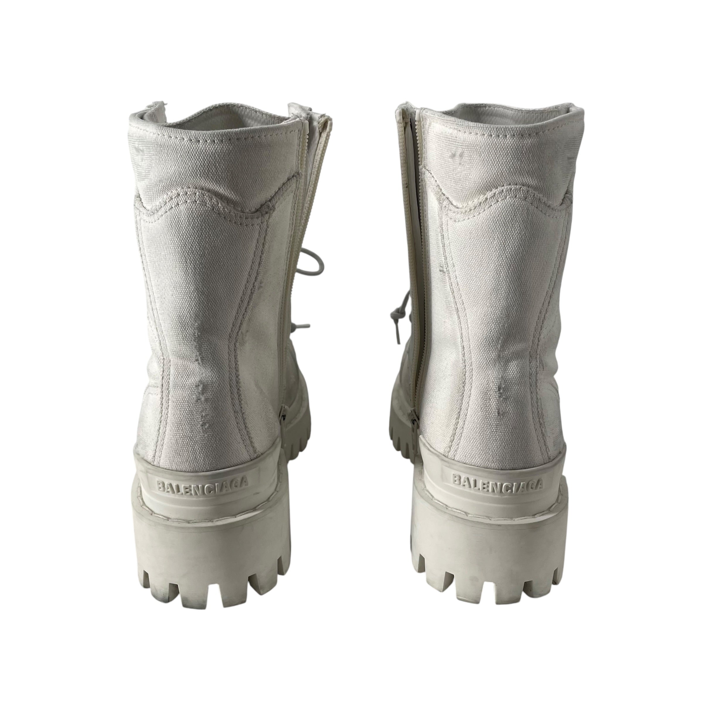 BALENCIAGA/Boots/EU 40/Cotton/WHT/BALENCIAGA STRIKE COMBAT BOOT view 4