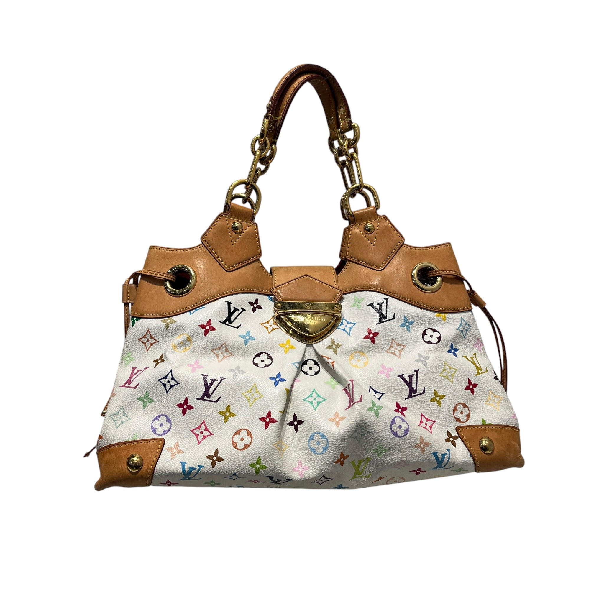 LOUIS VUITTON/Hand Bag/Leather/WHT/Multicolore Ursula/Gold detail view 1