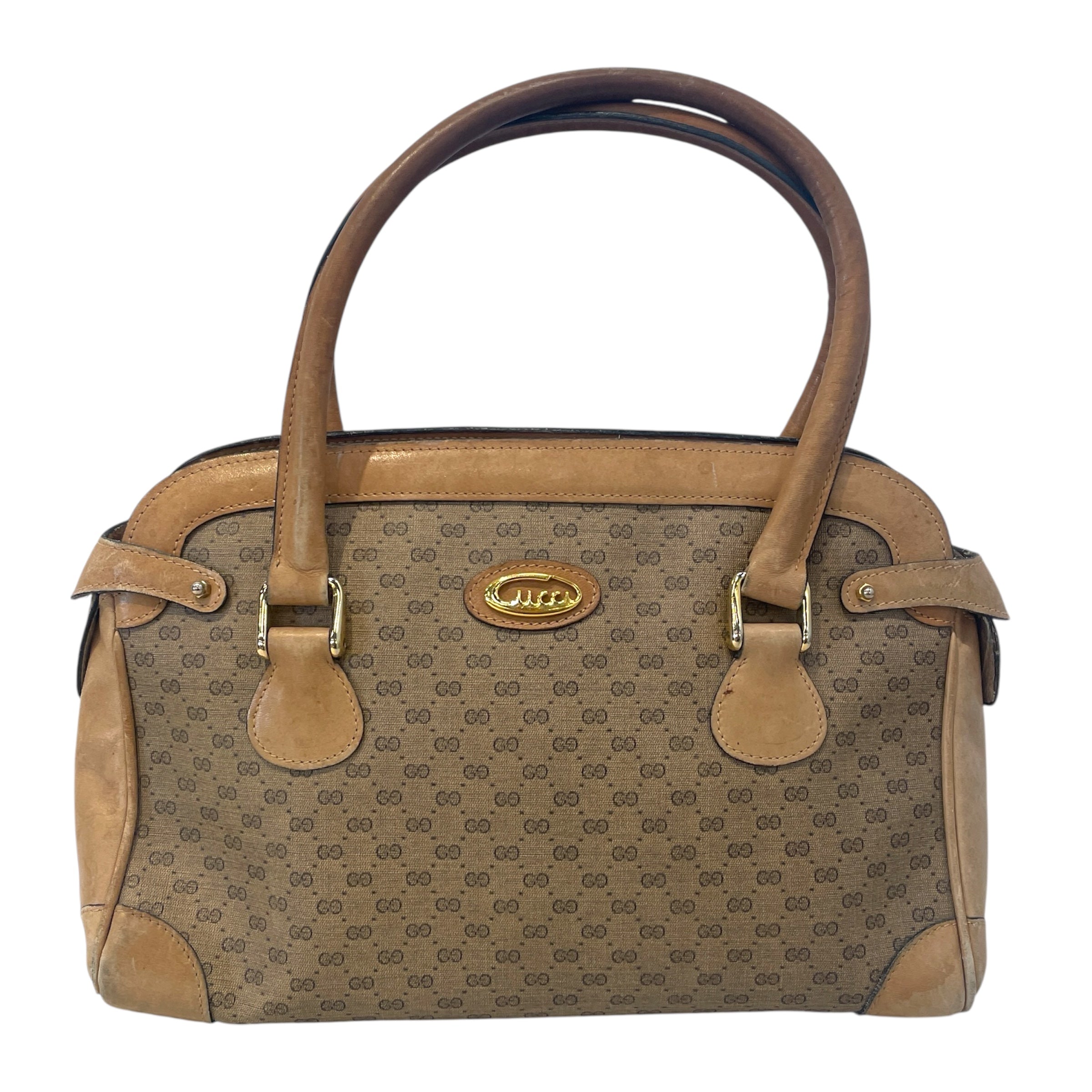 GUCCI/Cross Body Bag/Monogram/Leather/BRW/Vintage Hand Bag view 1