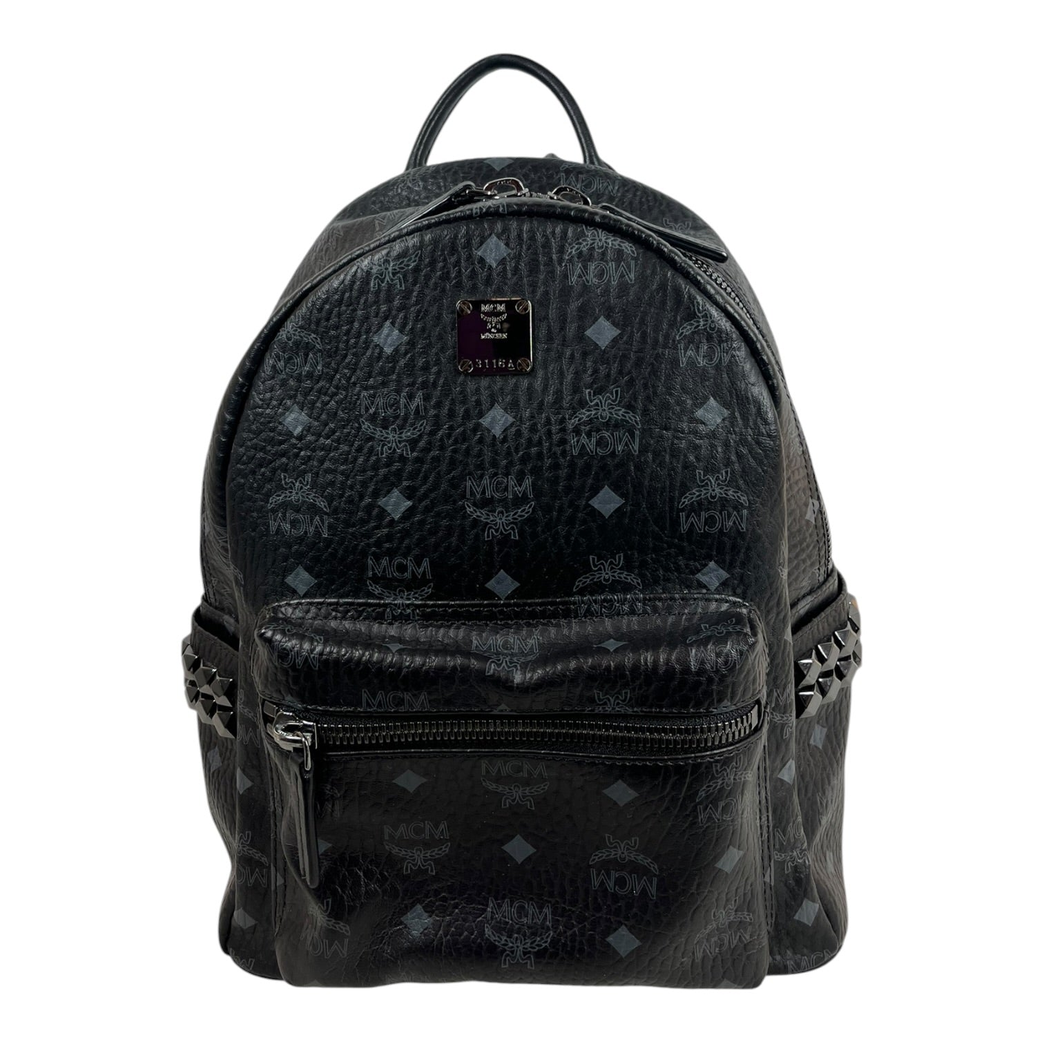 MCM/Backpack/Leather/BLK/studded backpack view 1
