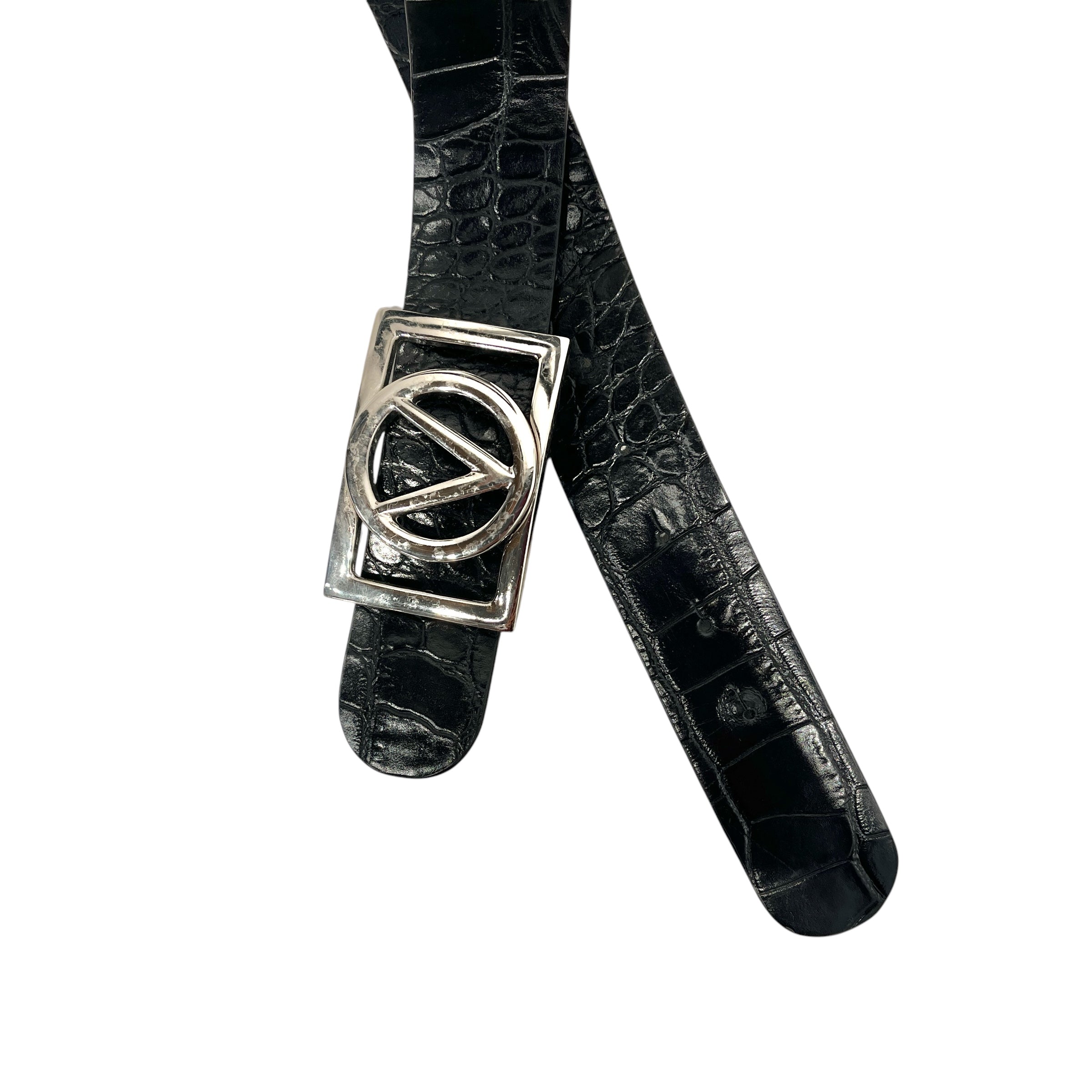 VALENTINO/Belt/Animal Pattern/Leather/BLK/M's/crocodile square buckle view 2