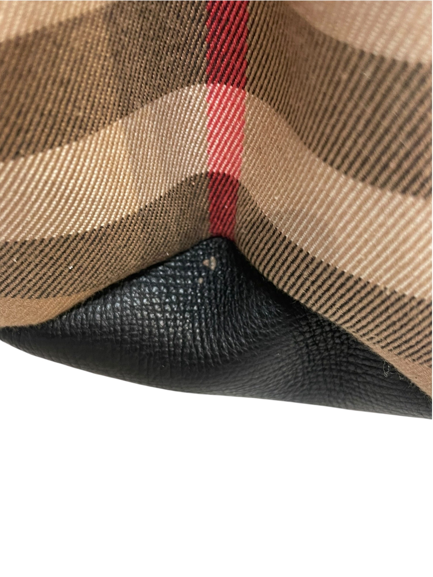 BURBERRY/Hand Bag/Leather/BLK/banner check sides view 7