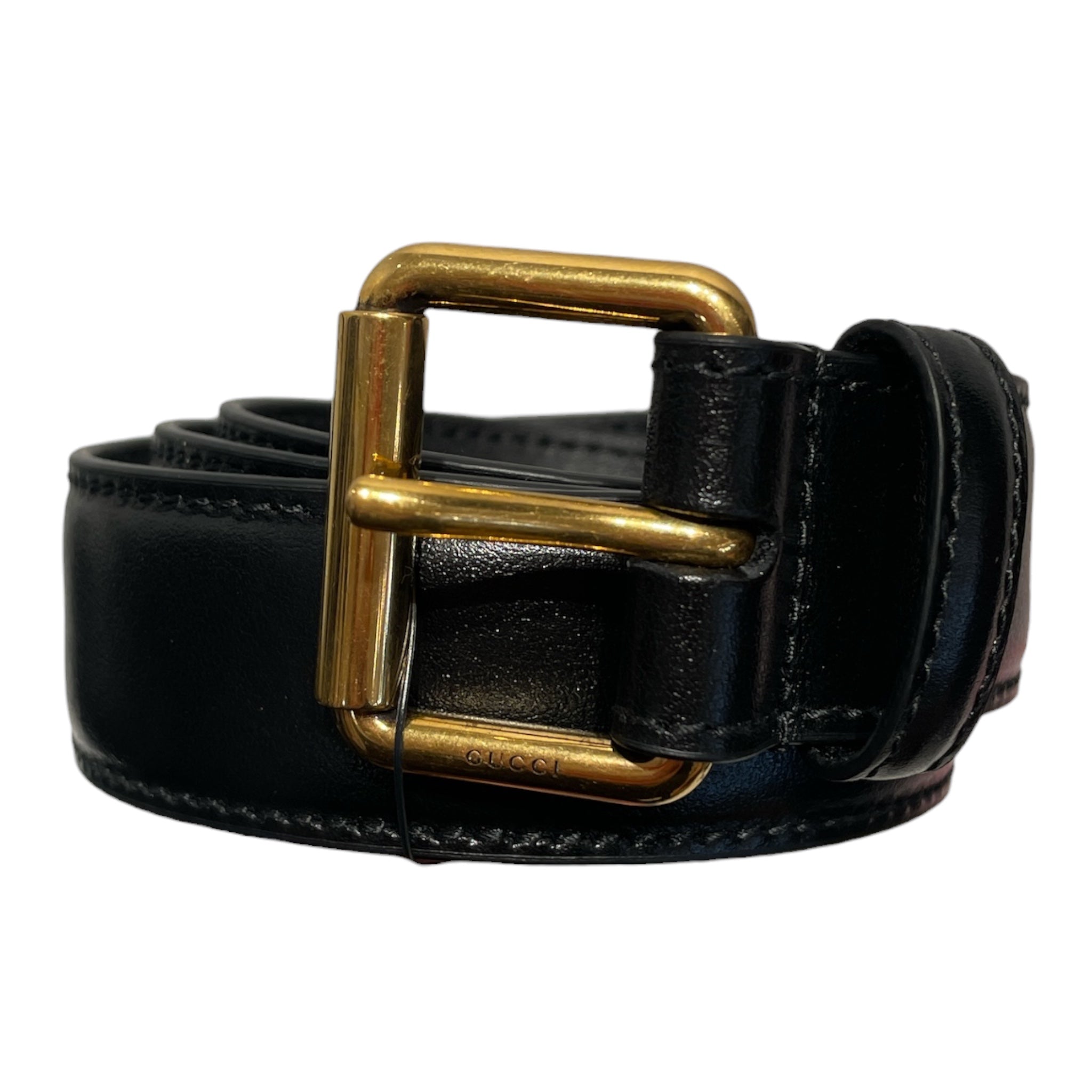 GUCCI/Belt/Leather/BLK/Gold Buckle Belt view 1