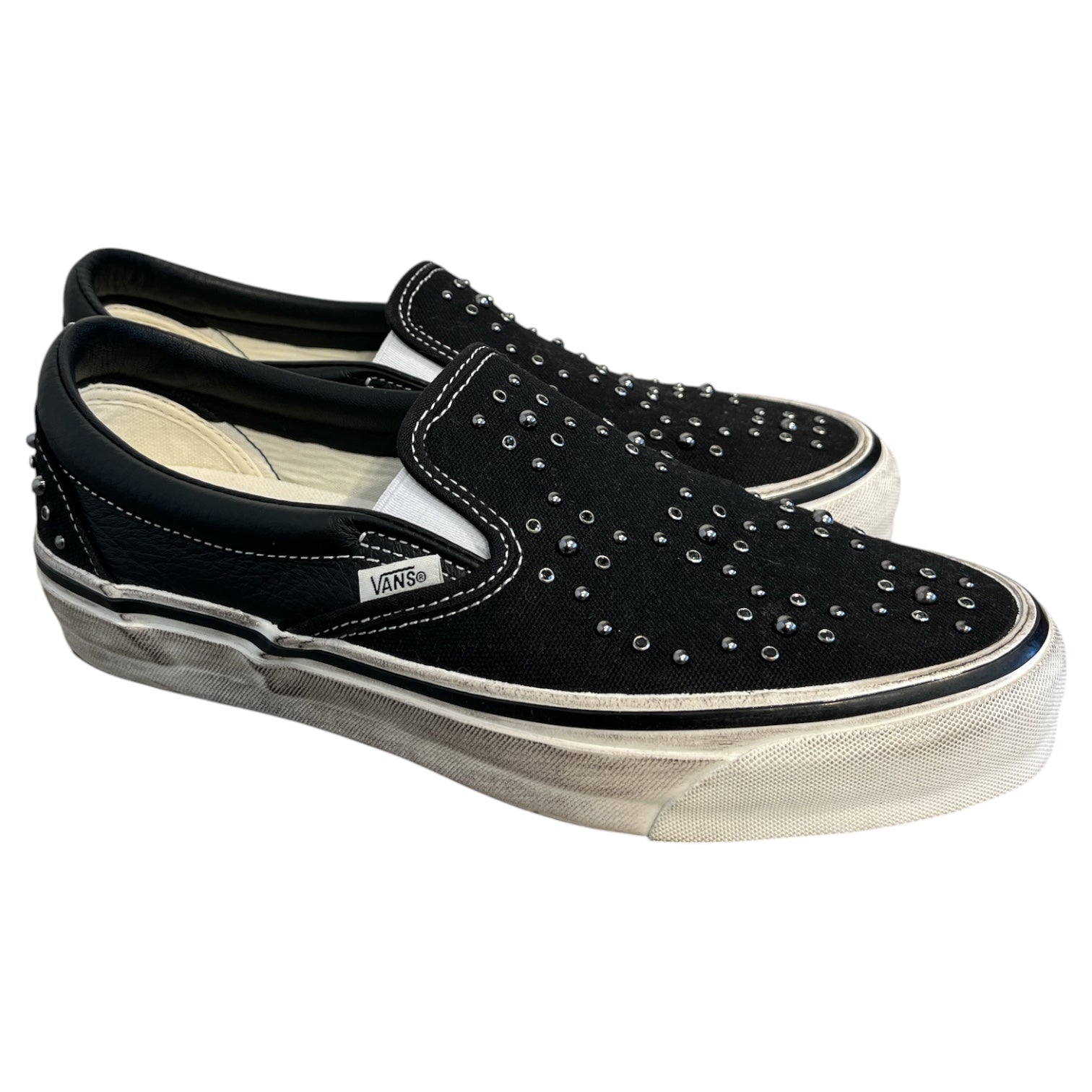 VANS/Low-Sneakers/US 8.5/BLK/black slip ons pearlized view 1