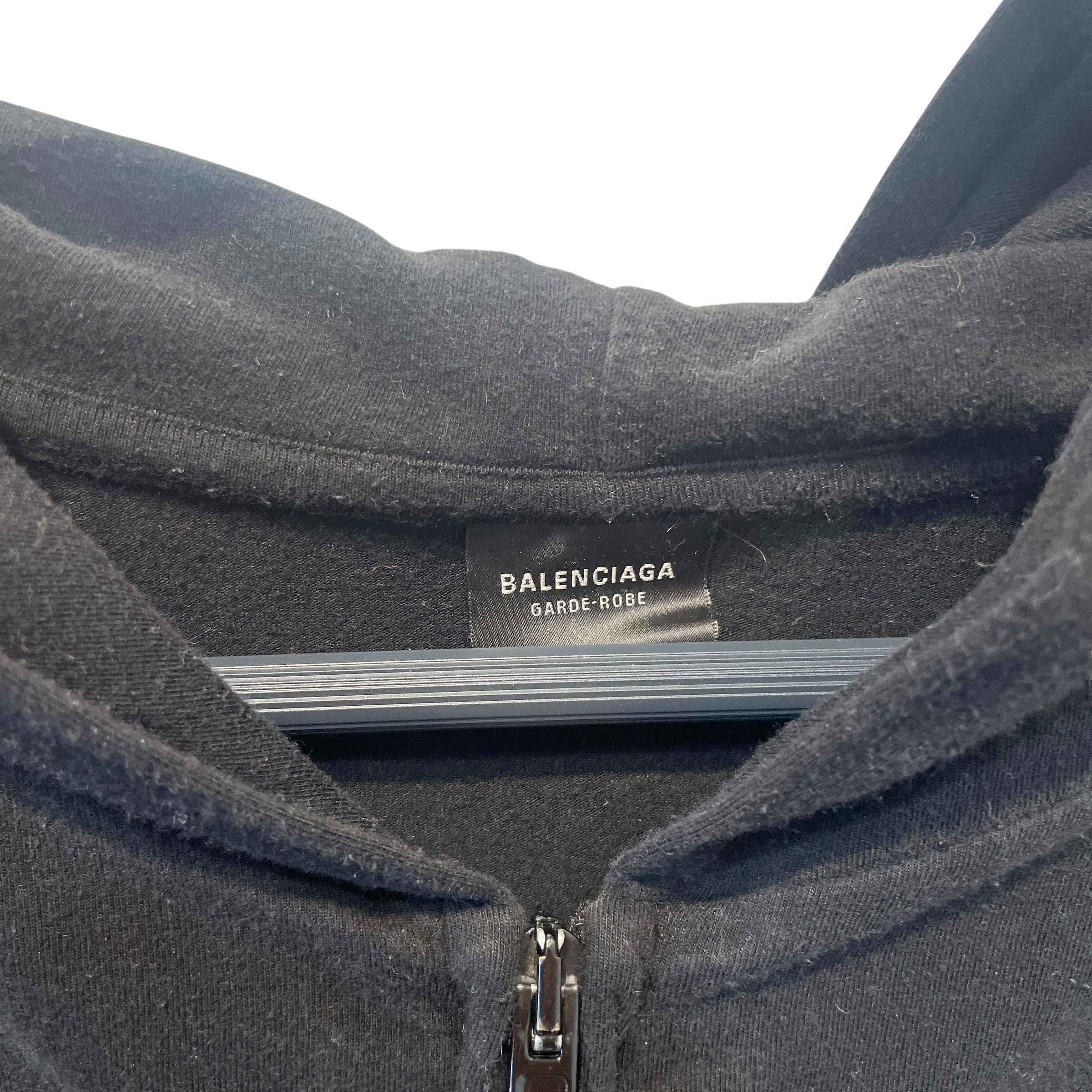 BALENCIAGA/Zip Up Hoodie/XL/Cotton/BLK/ZIp UP hoodie view 2