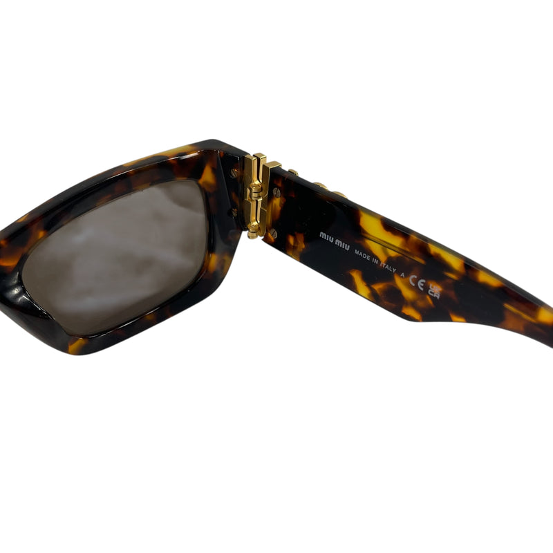 MIU MIU/Sunglasses/Tortoiseshell Pattern/BRW/DBLE GLD LOGO ON SIDE