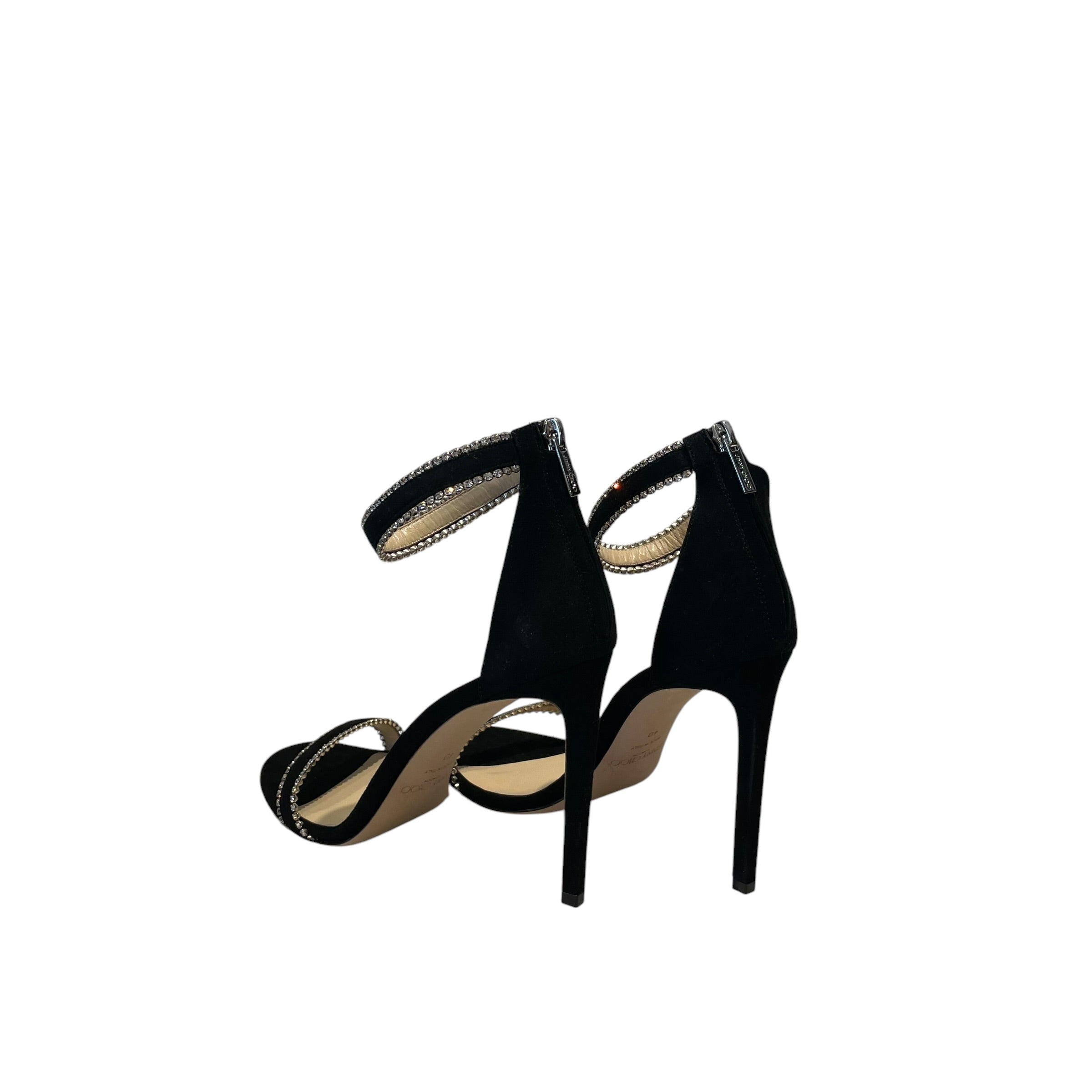 JIMMY CHOO/Heels/EU 40/Suede/BLK/crystal embellished anklestrap view 2
