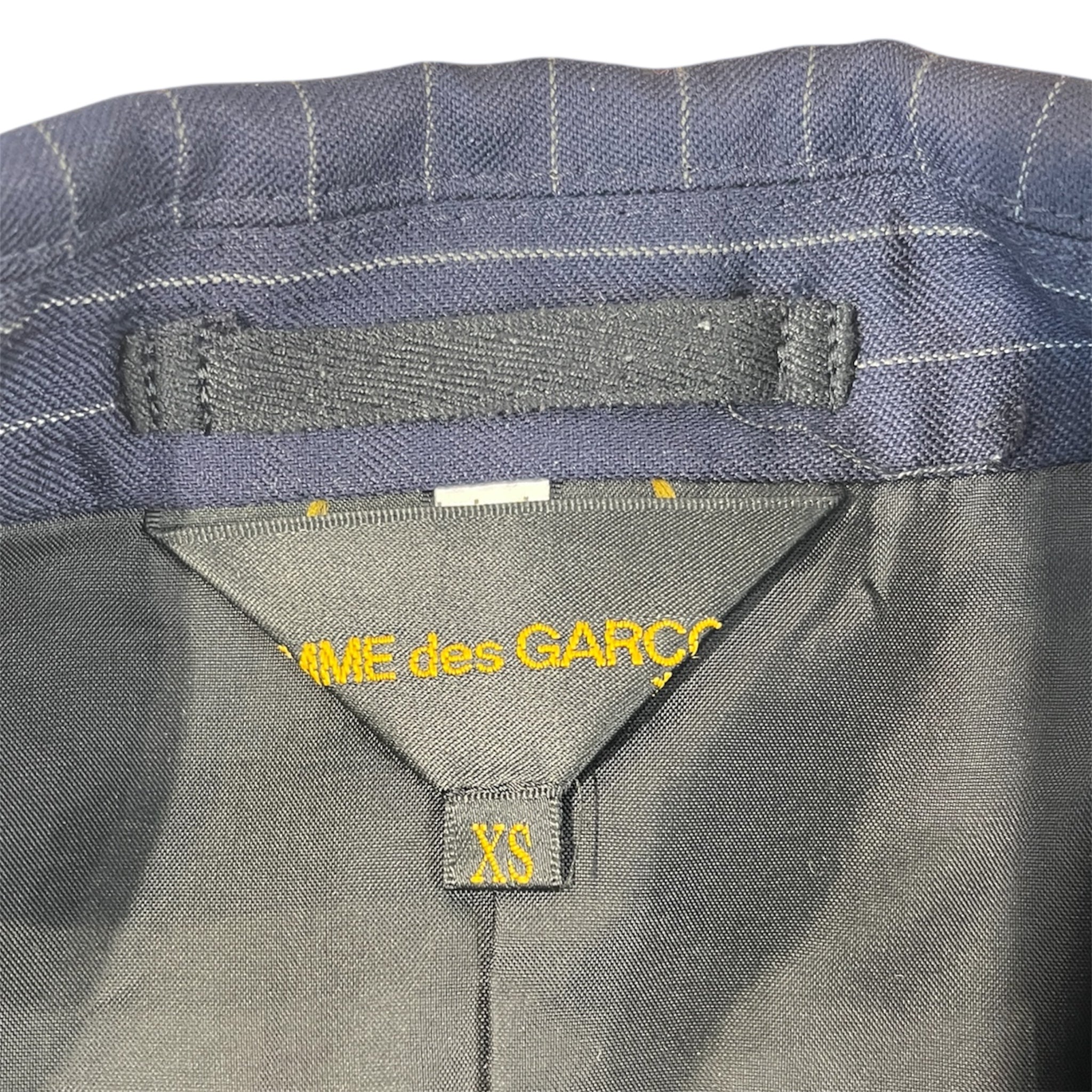 COMME des GARCONS/Tailored Jkt/XS/Stripe/Wool/NVY/Single Breasted/DECONSTRUCTED BLAZER view 4
