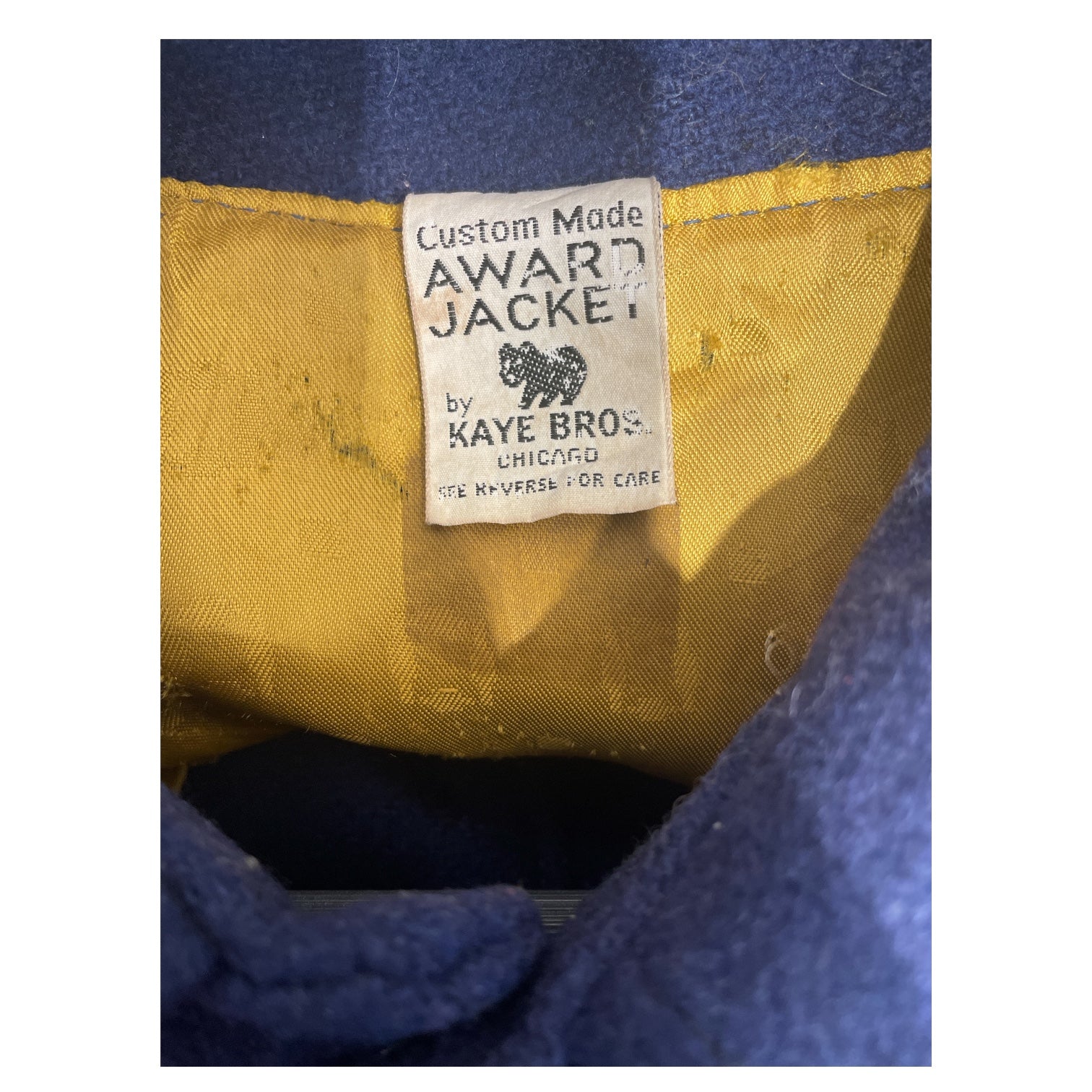 KAYE BROS./Souvenir Jkt/M/Wool/NVY/F letterman view 3