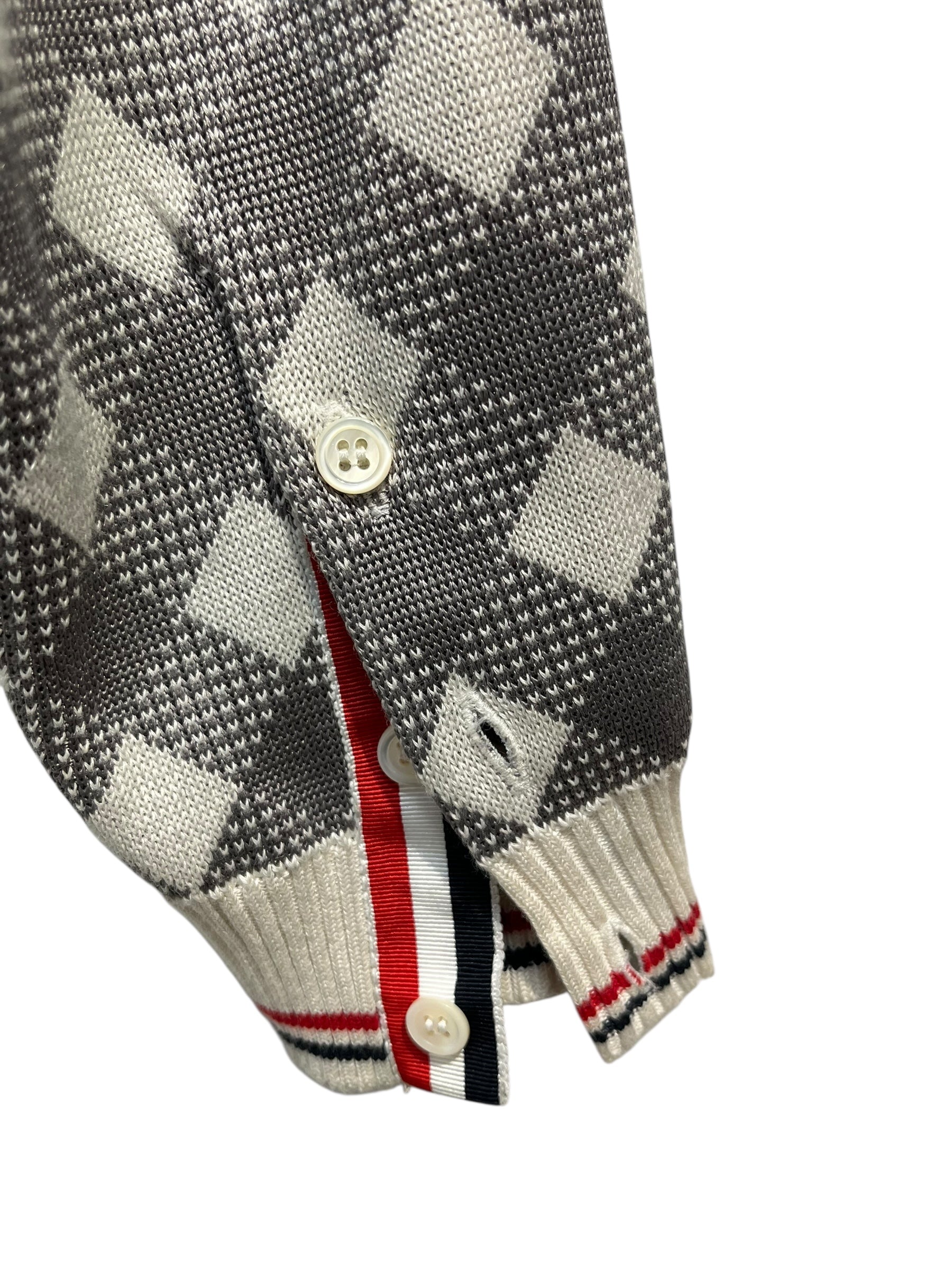 THOM BROWNE. NEW YORK/Cardigan/2/Gingham Check/Cotton/GRY/COTTON GINGHAM PATTERN view 3