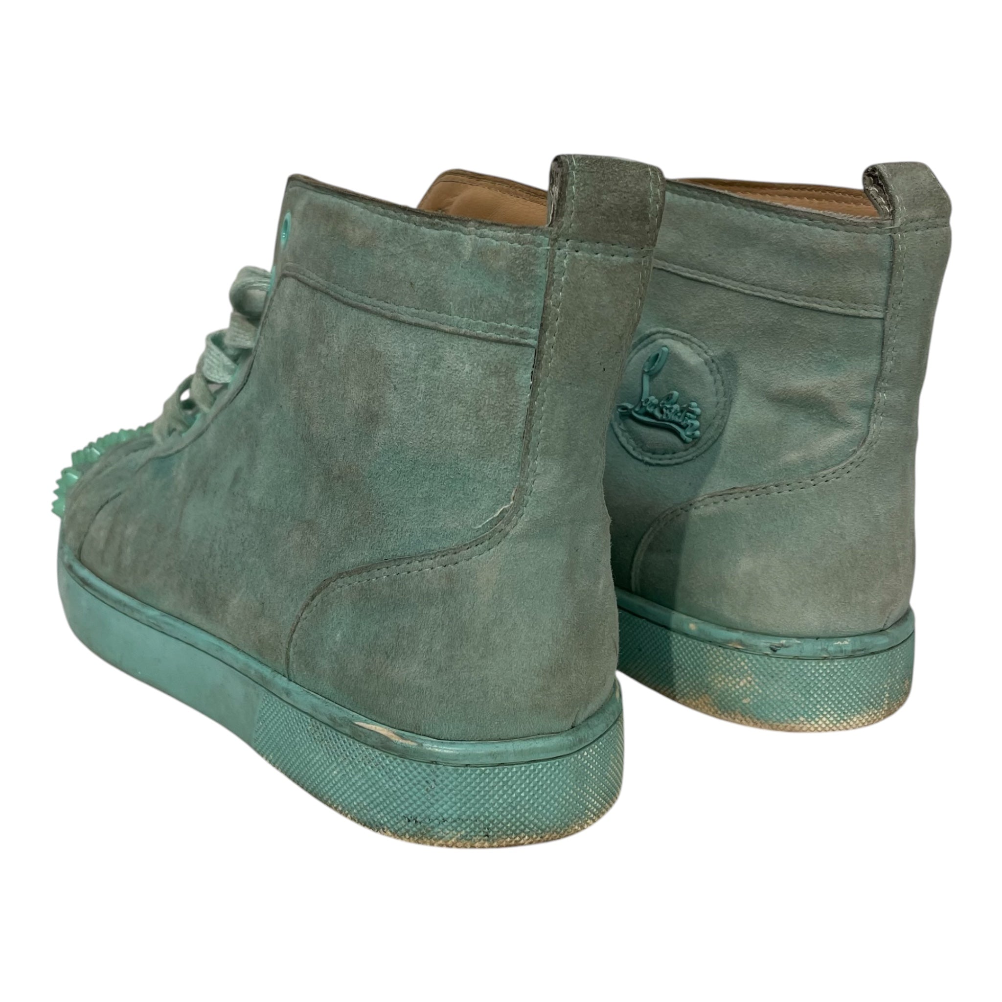 Christian Louboutin/Hi-Sneakers/EU 44/Suede/GRN/mint green suede spike view 2