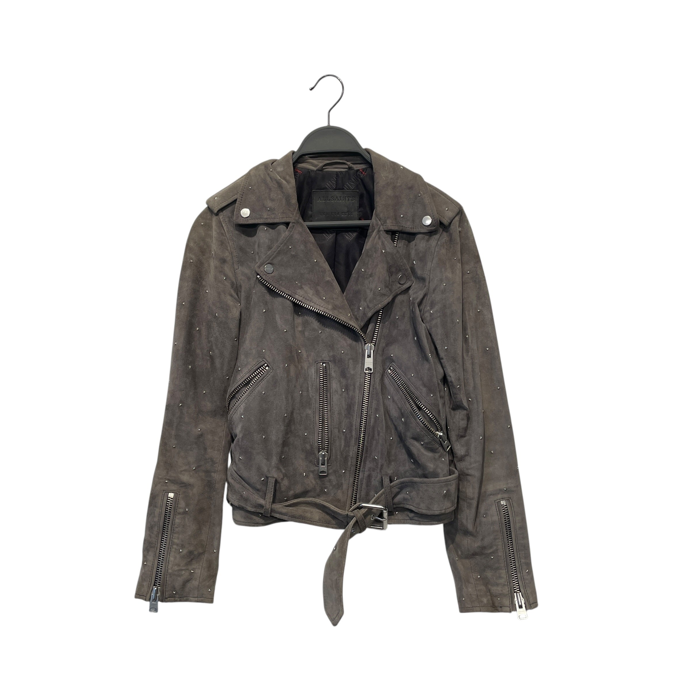 ALLSAINTS/Leather Jkt/4/Suede/GRY/STAR STUDDED GOAT SUEDE JKT view 1