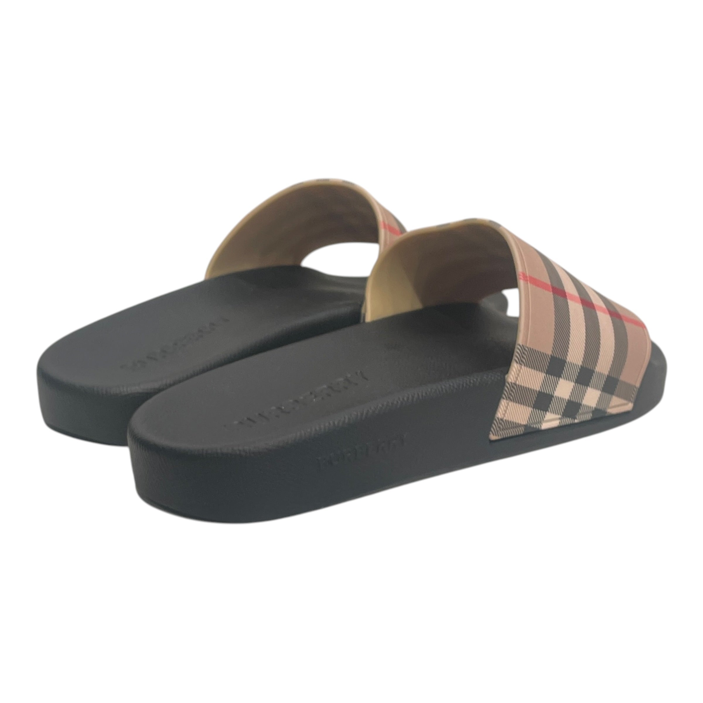 BURBERRY/Sandals/EU 40/BLK/FURLEY CHECK SLIDES view 2
