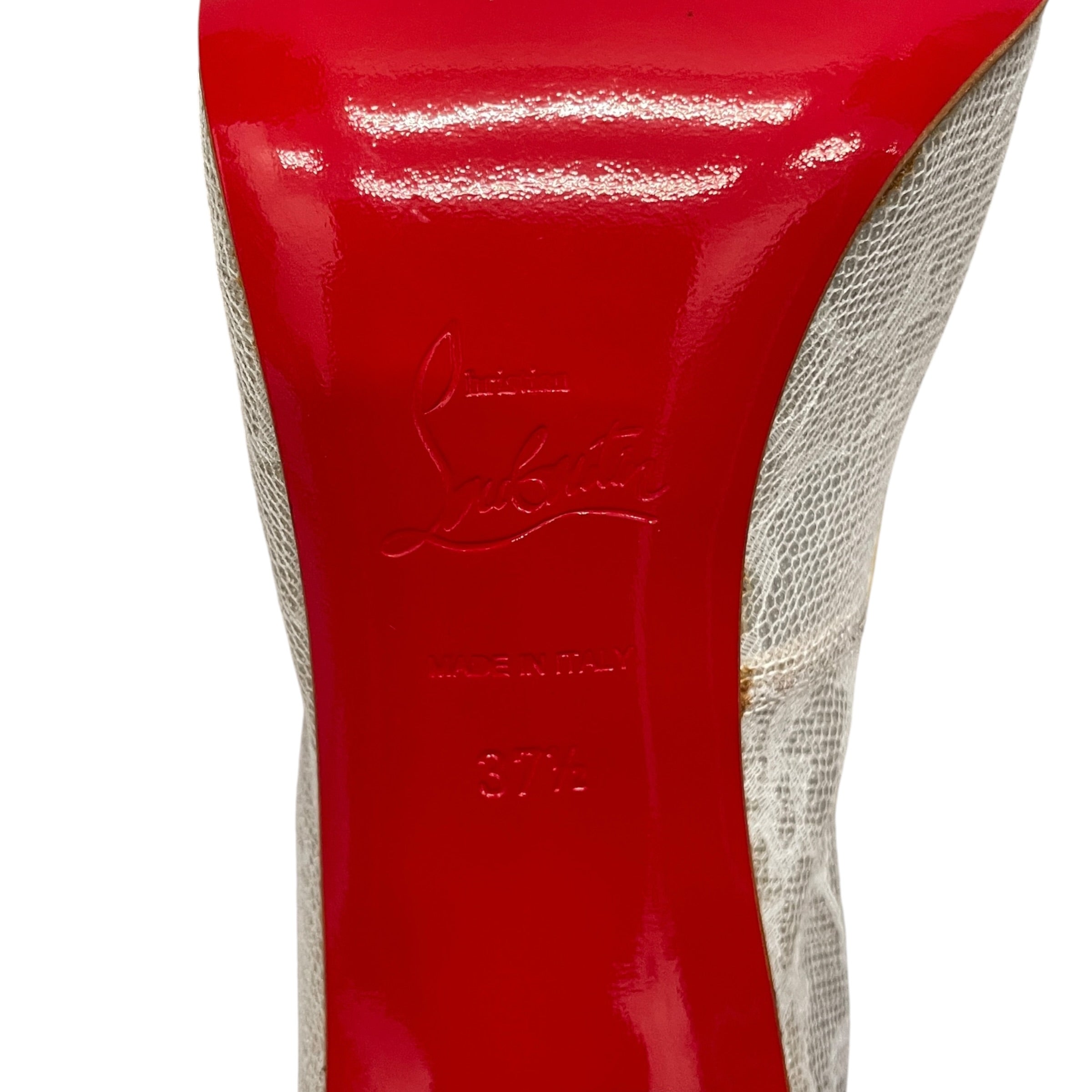 Christian Louboutin/Heels/EU 37.5/Cotton/WHT/LACE RED BOTTOMS view 3