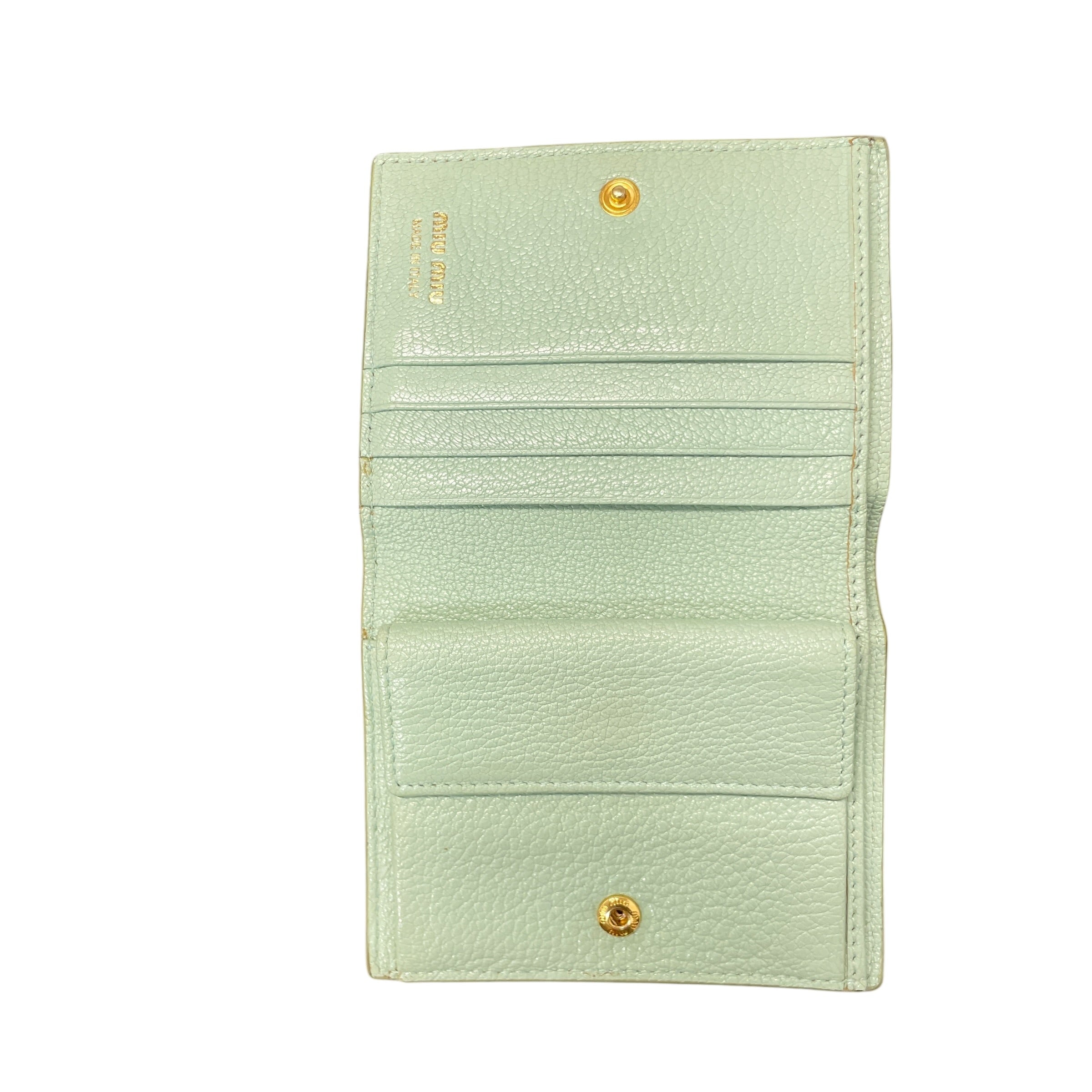 MIU MIU/Bifold Wallet/Leather/GRN/L's/bow view 3