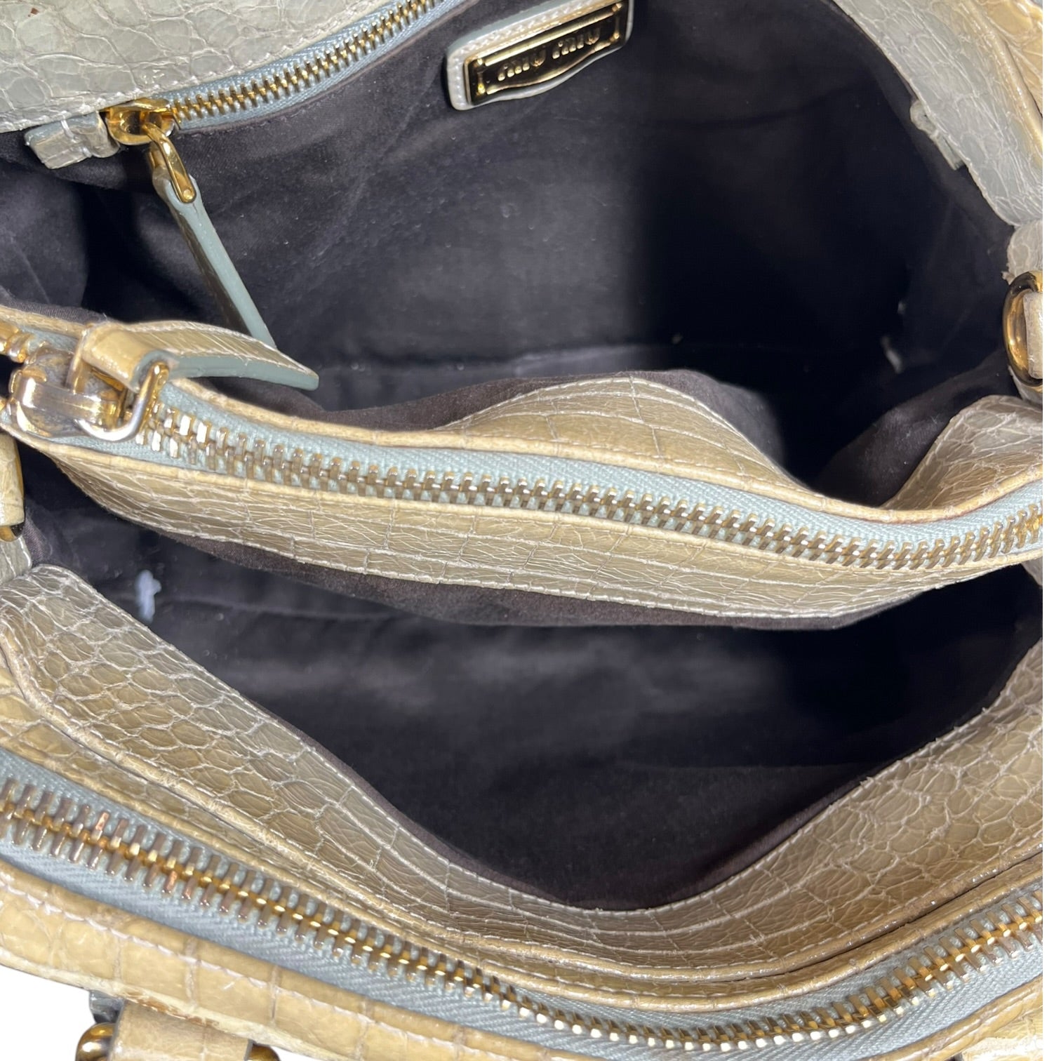 MIU MIU/Hand Bag/Animal Pattern/Leather/YEL/DOUBLE ZIP CROC LEATHER BAG view 6