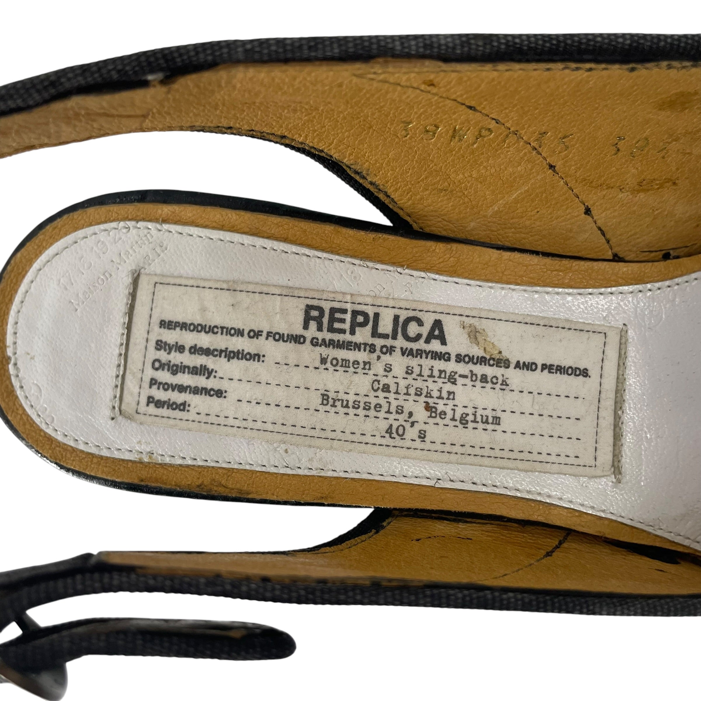 Maison Martin Margiela/Heels/EU 38.5/Leather/BLK/Ankle Strap/REPLICA 90S PEEP TOE HEELS view 5