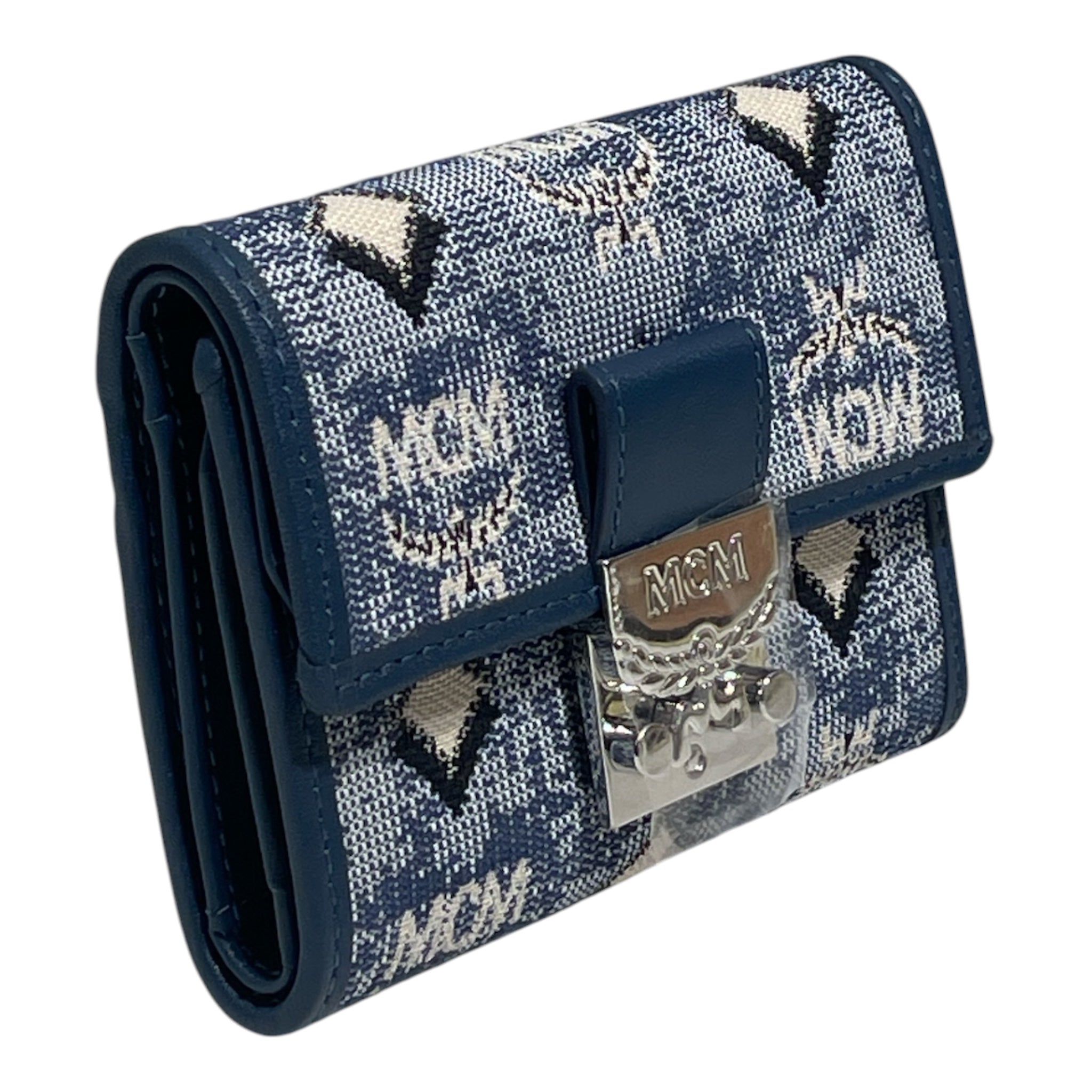 MCM/Bifold Wallet/Monogram/Cotton/IDG/vintage monogram jacquard deni view 1
