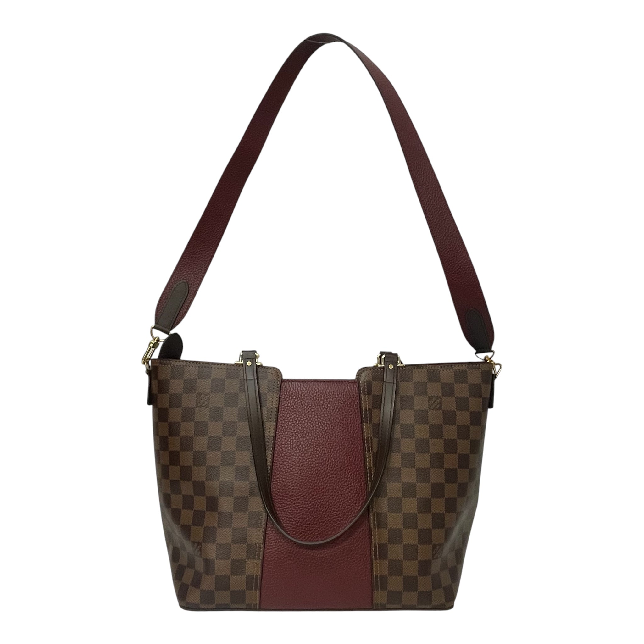 LOUIS VUITTON/Tote Bag/Gingham Check/Leather/BRW/Jersey tote view 2