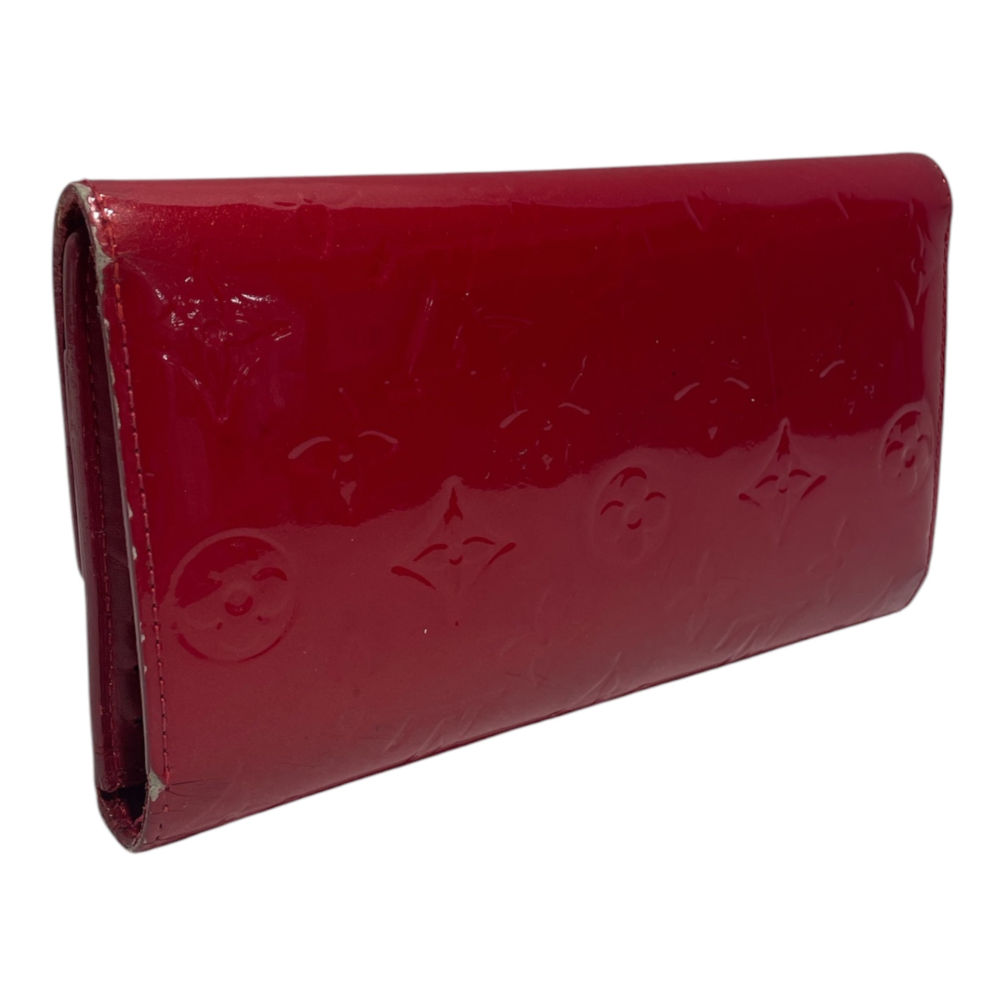 LOUIS VUITTON/Long Wallet/Monogram/Leather/RED/Red vernis wallet view 2