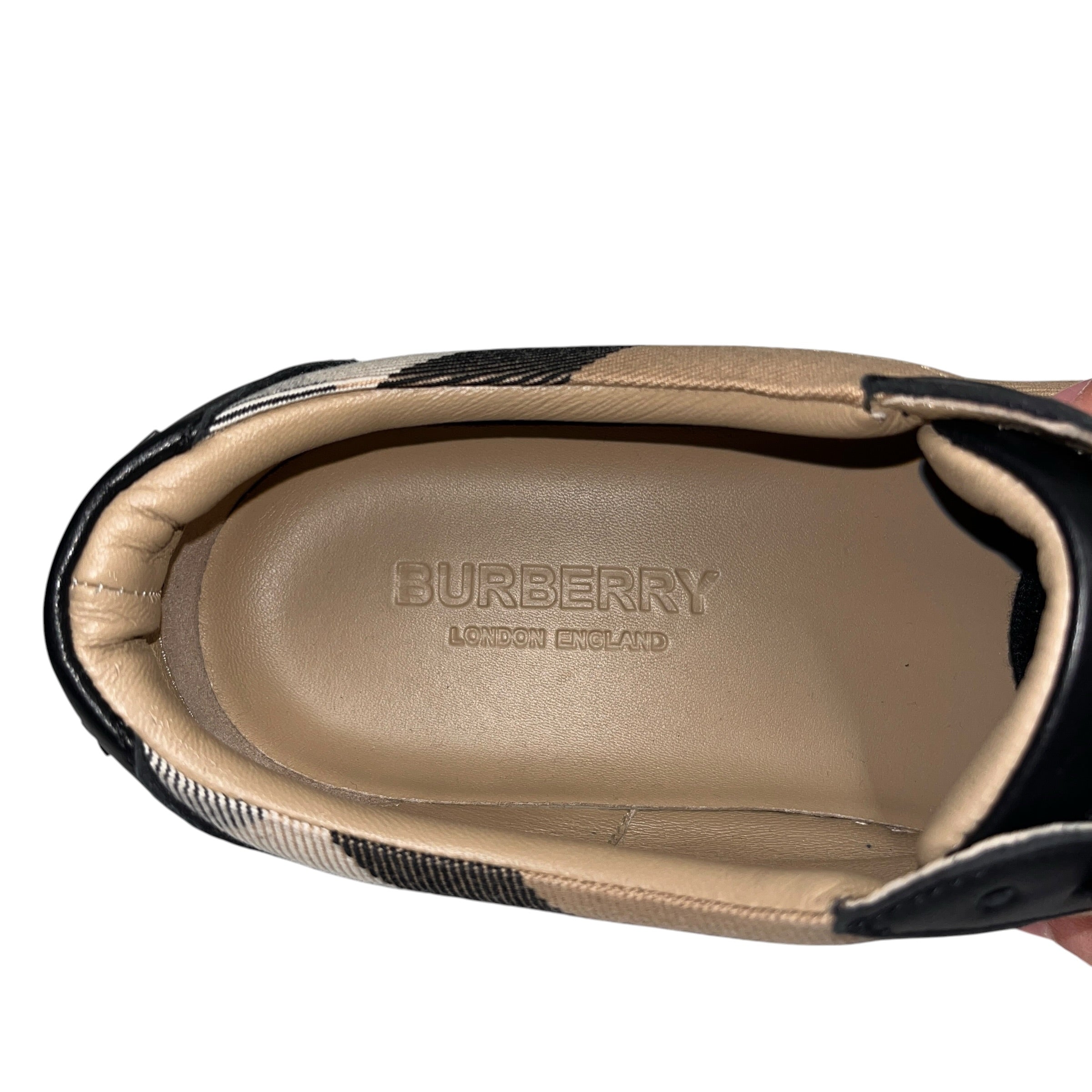 BURBERRY LONDON/Low-Sneakers/EU 39.5/Plaid/Leather/BLK/U-Tip/LT SNEAKER view 4