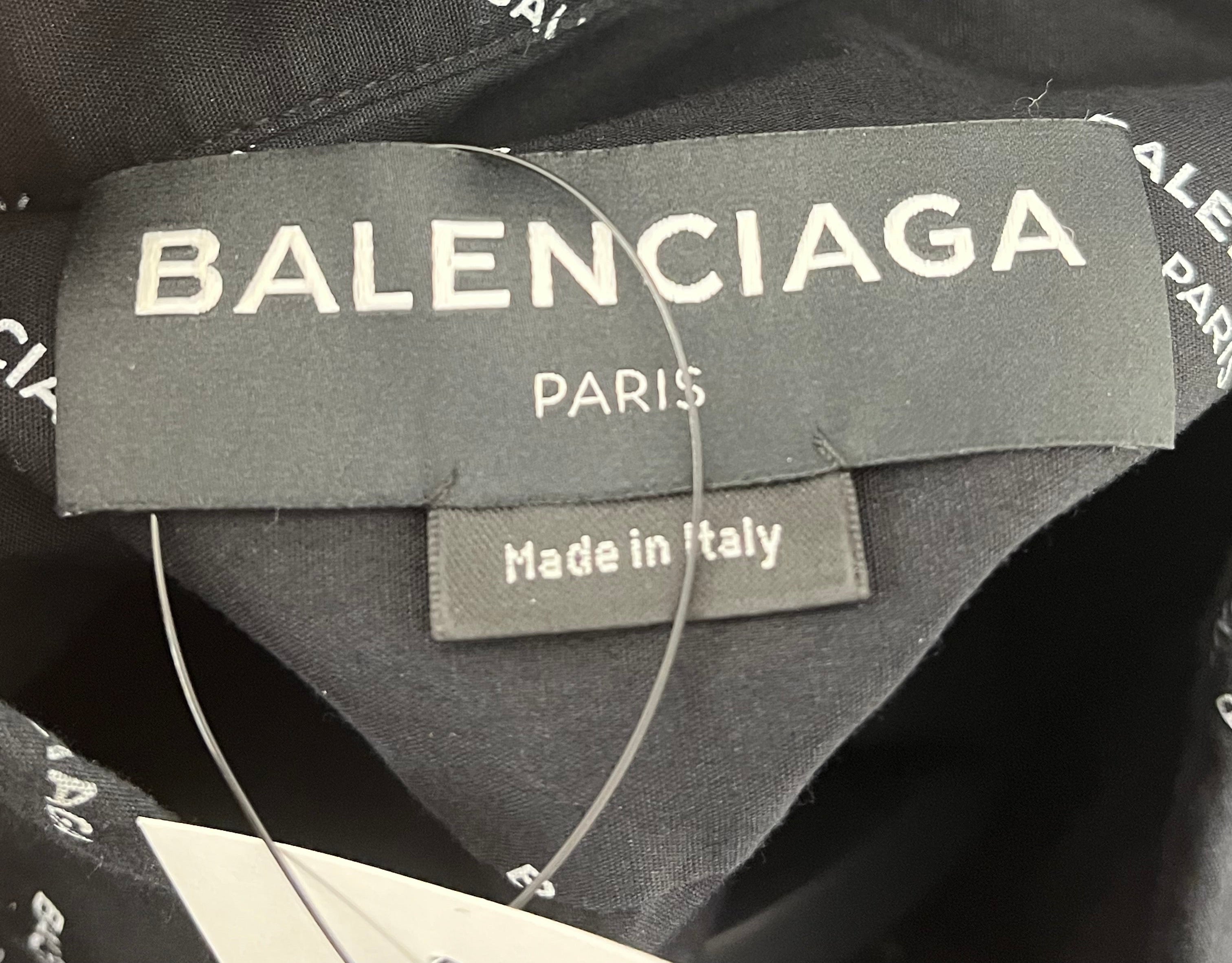 BALENCIAGA/Shirt/38/Cotton/BLK/Monogram/BUTTON COLLAR WHITE LOGO view 4