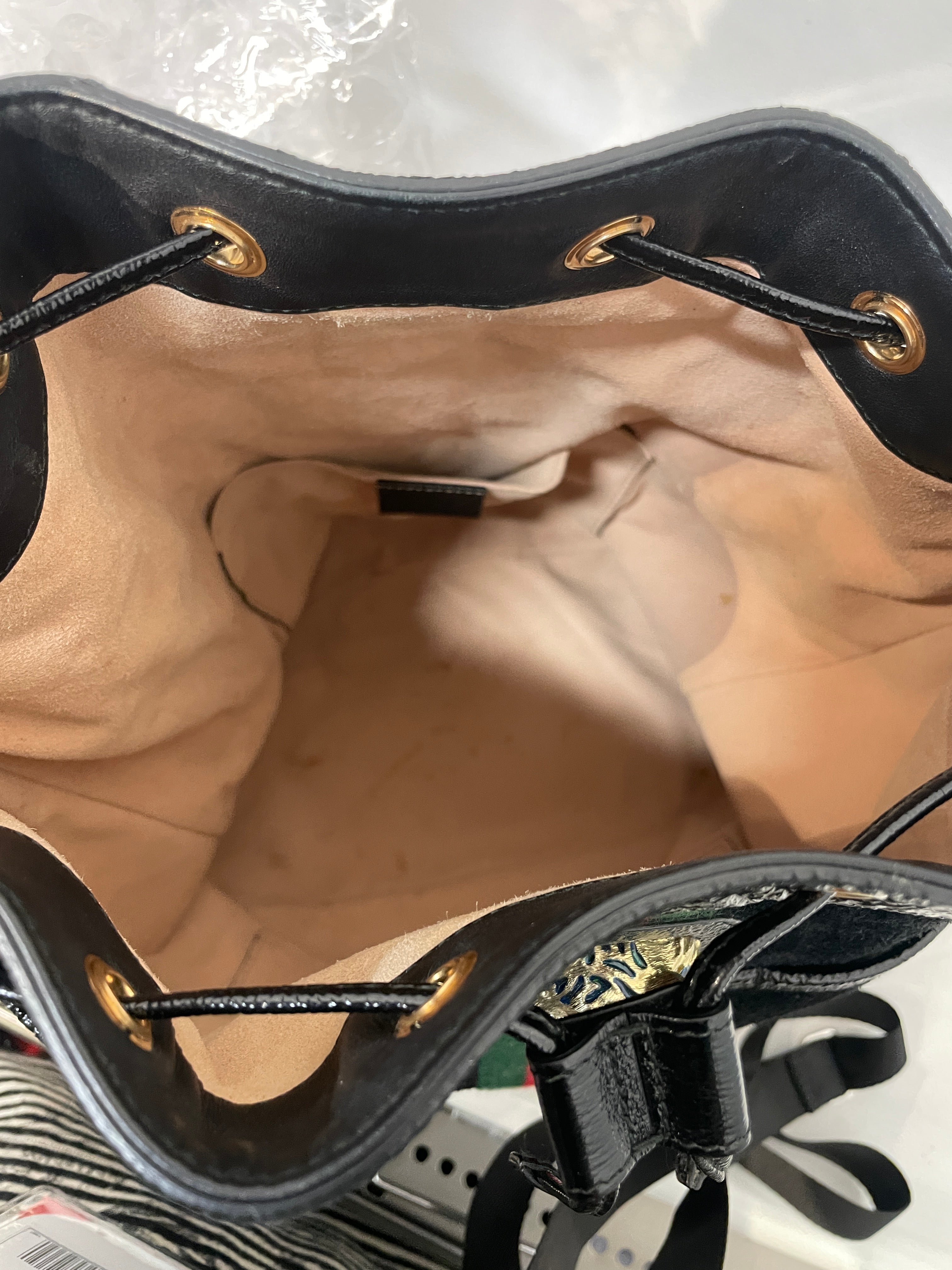 GUCCI/Hand Bag/Suede/BLK/rajah bucket view 4