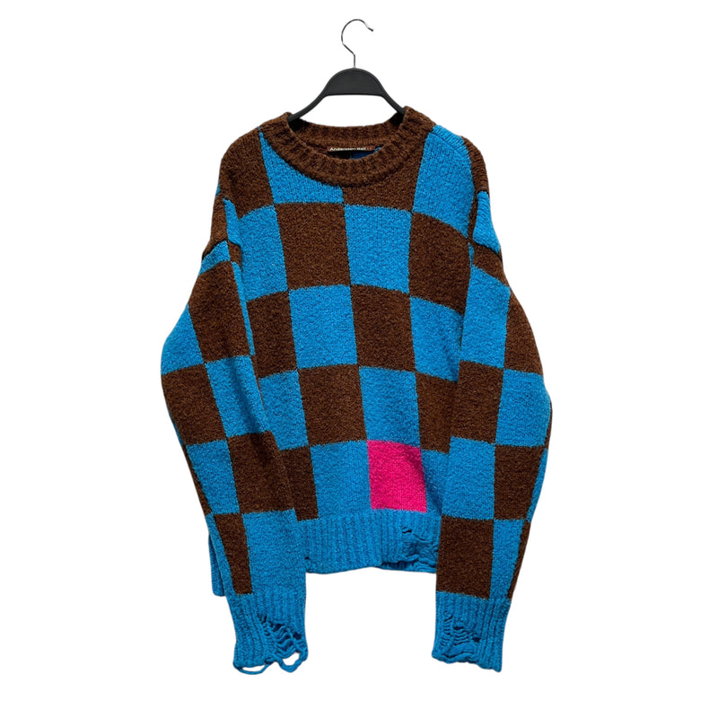 Andersson Bell/Heavy Sweater/S/Gingham Check/Wool/BLU/Pullover/BLU/BRWN