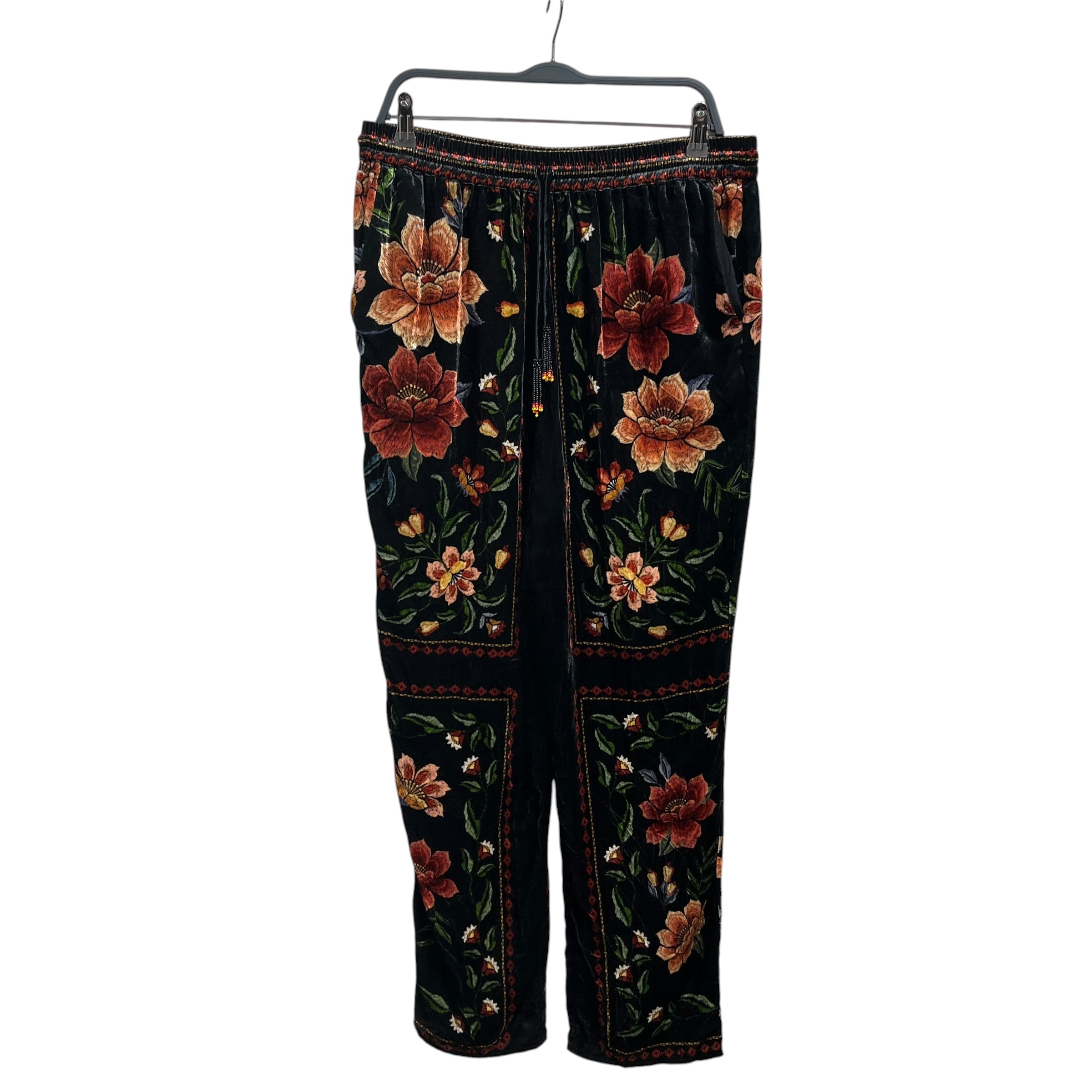 FARM Rio/Cropped Pants/L/All Over Print/Velour/BLK/Floral Pattern view 1