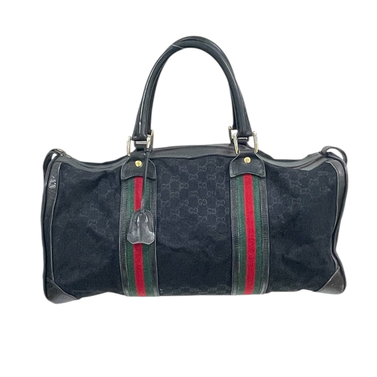GUCCI/Boston Bag/Monogram/BLK/RED/GRN STRIPES view 1