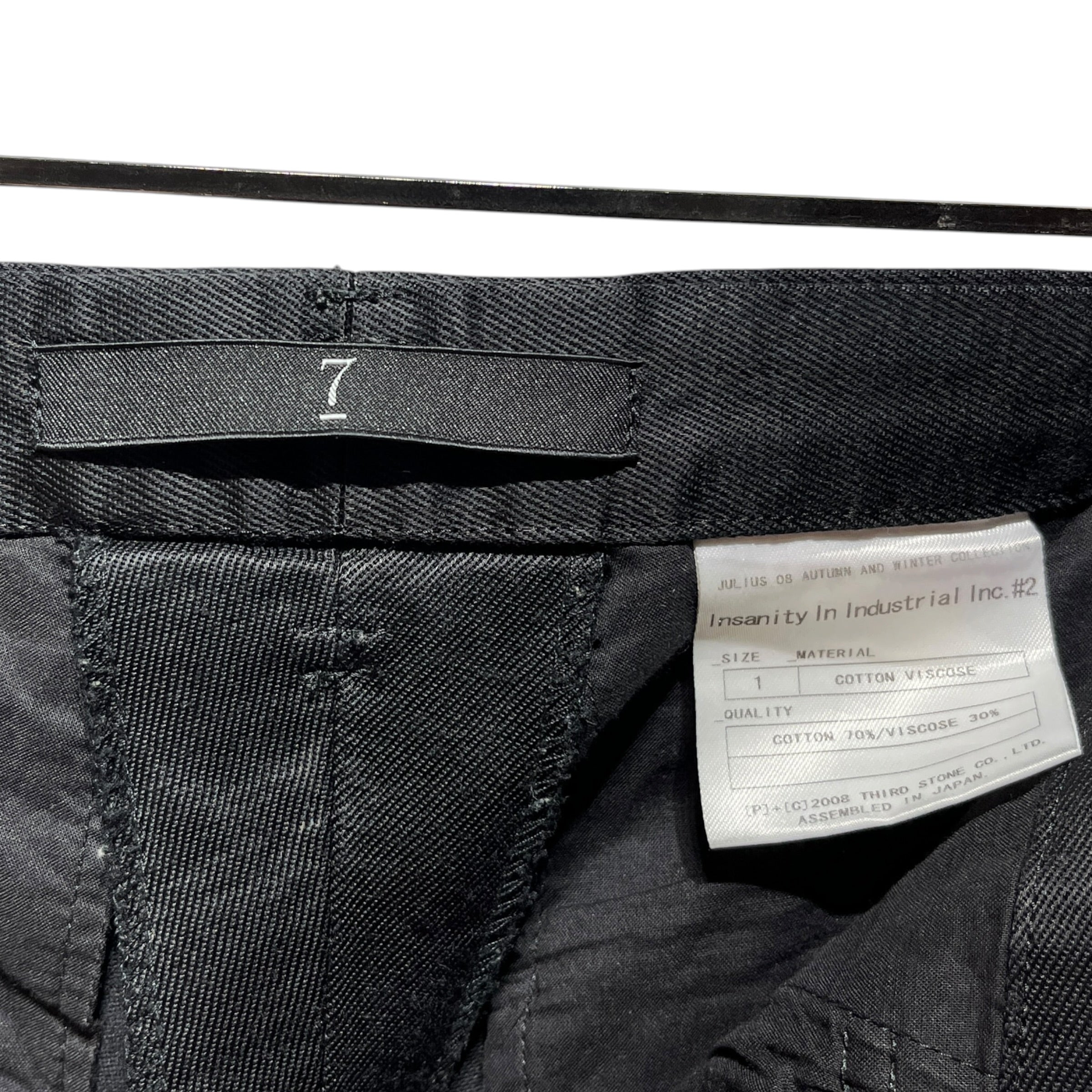 JULIUS/Pants/1/Cotton/BLK/RAW HEM WELT POCKET view 3