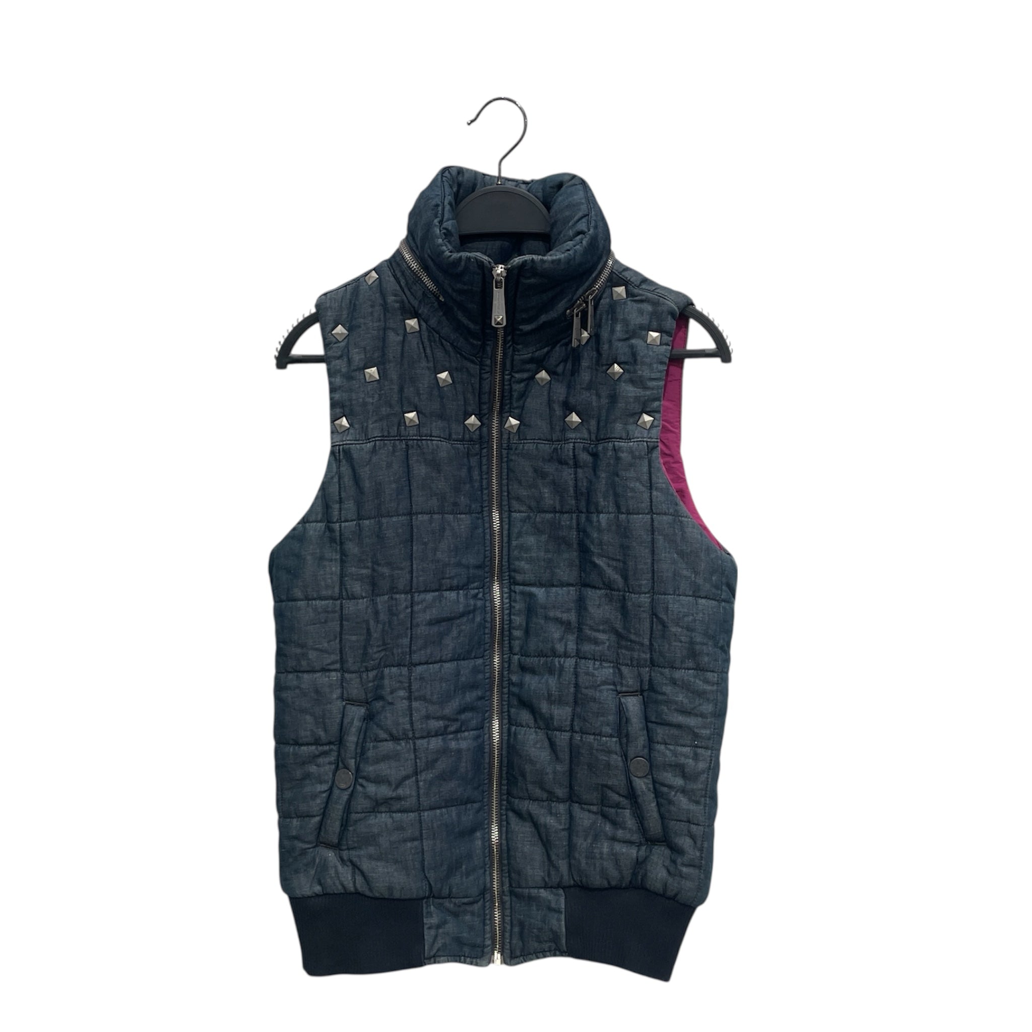 DIESEL/Puffer Vest/XS/Nylon/NVY/STUDDED PUFFER VEST view 1